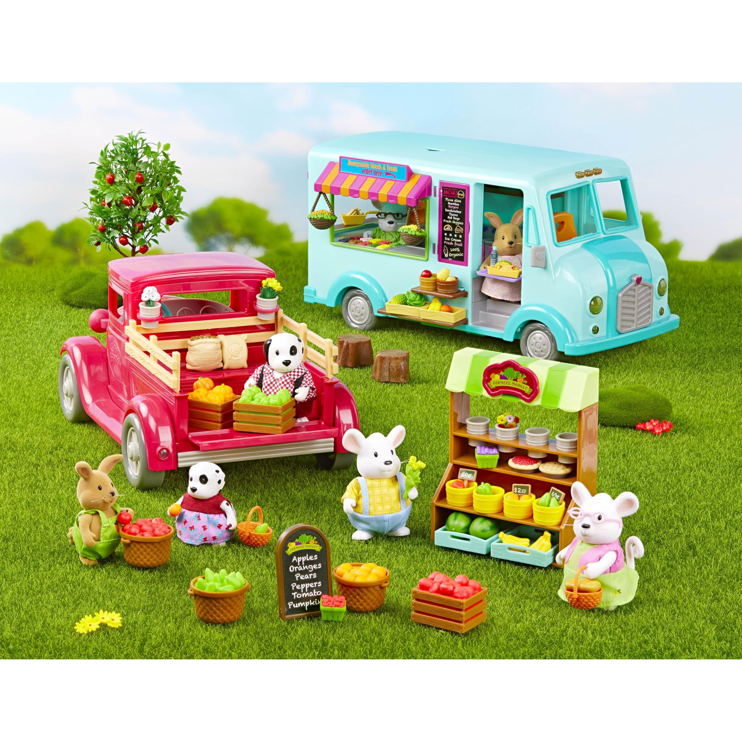 Lil Woodzeez - Farmer's Truck Playset - Doll Playset Includes Toy Truck, Miniature Food & Accessories - Compatible With Doll Figures - Pretend Play Gift Toy For Kids Age 3+