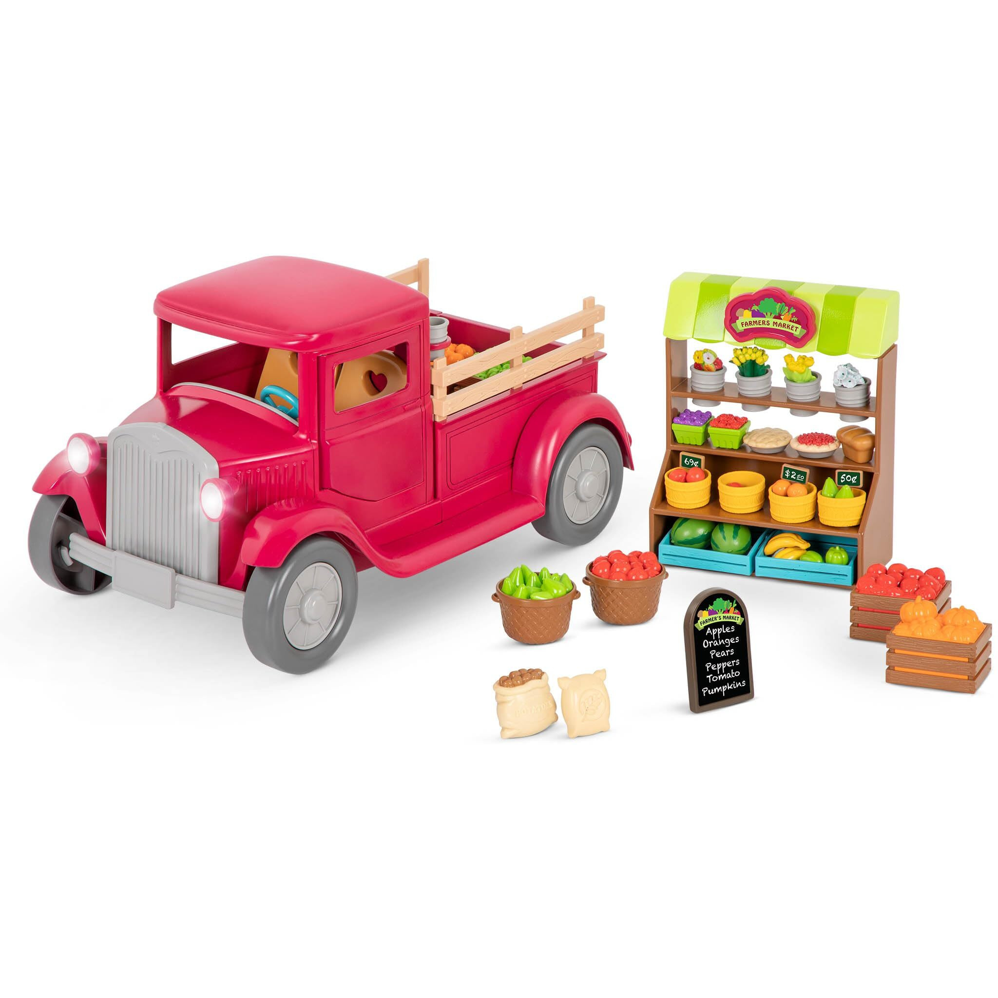 Lil Woodzeez - Farmer's Truck Playset - Doll Playset Includes Toy Truck, Miniature Food & Accessories - Compatible With Doll Figures - Pretend Play Gift Toy For Kids Age 3+