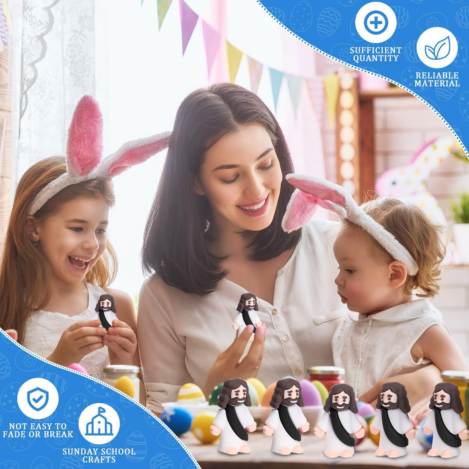 Barydat 100 Pack Mini Jesus Figurines Bulk Little Jesus Figures Toys Religious Jesus Doll Christ Savior Tiny Jesus For Church Hide Thanksgiving Day Sunday School Craft Baptism Gift(Black)