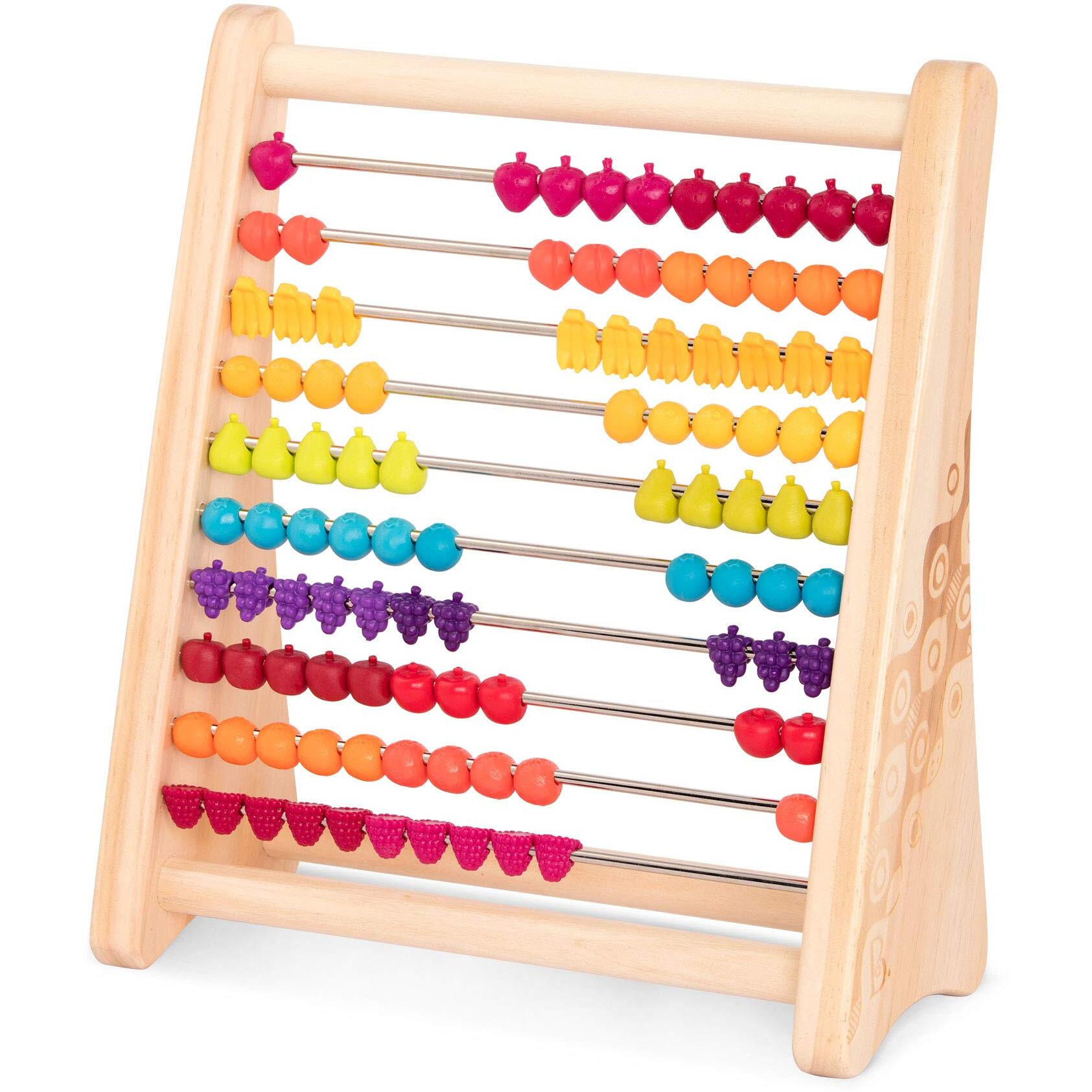 B. Toys- Two-Ty Fruity- Wooden Abacus For Kids- Developmental Learning Toy- Classic Math Toy With 100 Beads - Educational Toy For Addition And Subtraction - Numbers & Counting - 18 Months +