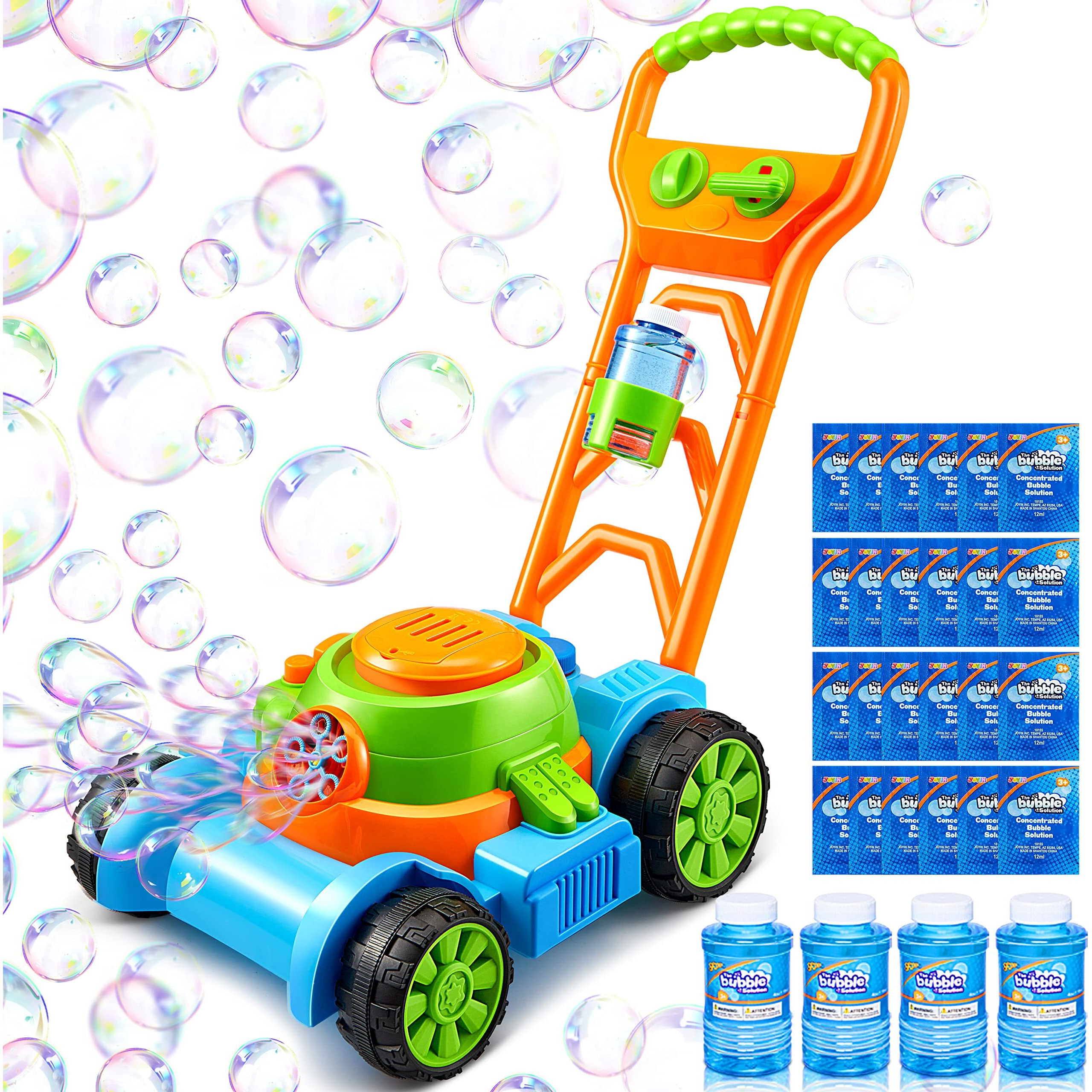 Sloosh Bubble Lawn Mower Toddler Toys - Kids Toys Bubble Machine Summer Outdoor Toys Games, Bubble Mower Push Toy Outside Toys For Toddlers Preschool Kid Boys Girls Birthday Gifts (Blue)