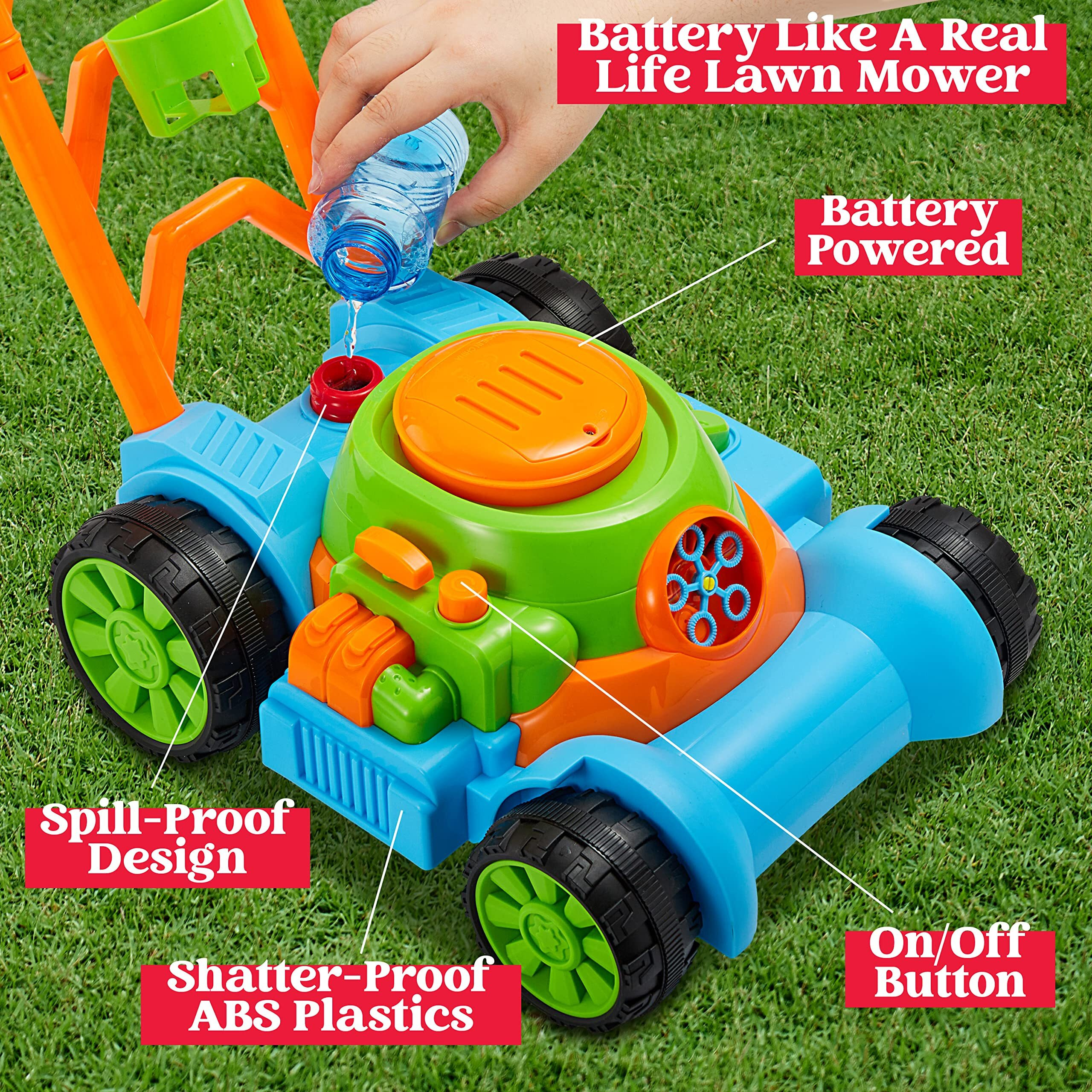 Sloosh Bubble Lawn Mower Toddler Toys - Kids Toys Bubble Machine Summer Outdoor Toys Games, Bubble Mower Push Toy Outside Toys For Toddlers Preschool Kid Boys Girls Birthday Gifts (Blue)