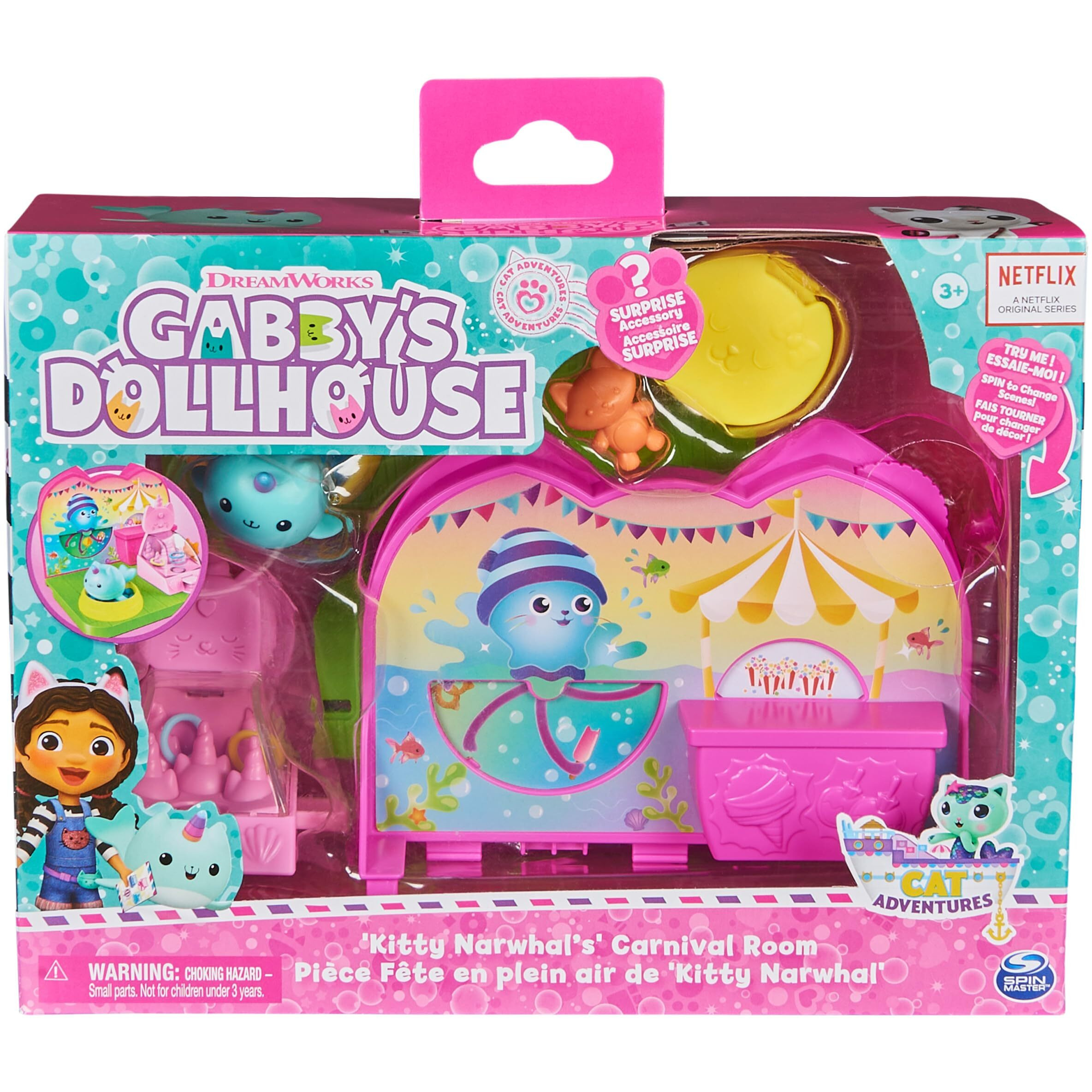 Gabbys Dollhouse Kitty Narwhals Carnival Room, With Toy Figure, Surprise Toys And Dollhouse Furniture, Kids Toys For Girls & Boys 3+