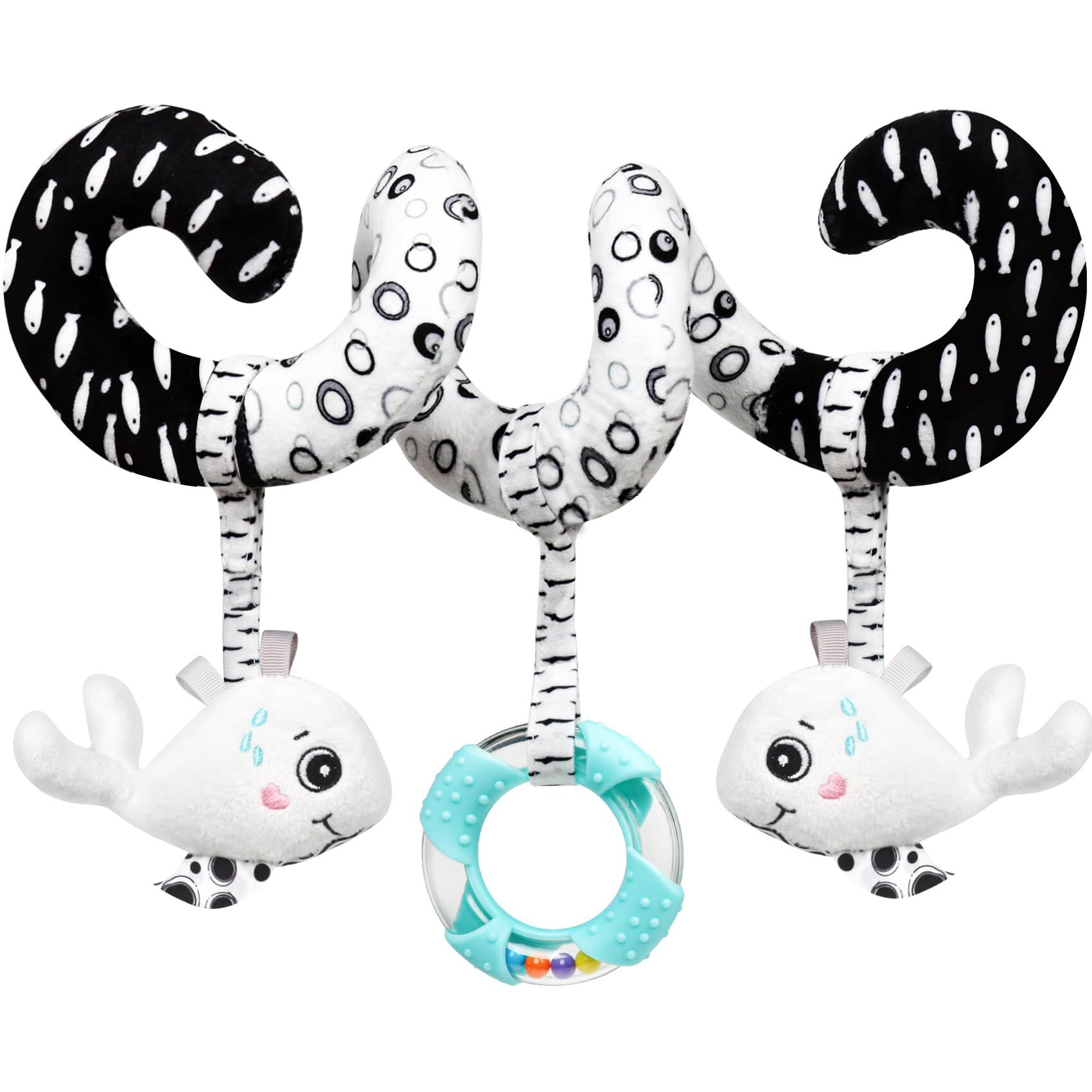Gkdoms Baby Spiral Hanging Stroller And Car Seat Toys Black And White High Contrast Sensory Toy Newborn Plush Activity Toys Thank You Gifts For 0 3 6 9 12 Months Girls Boys-Whale