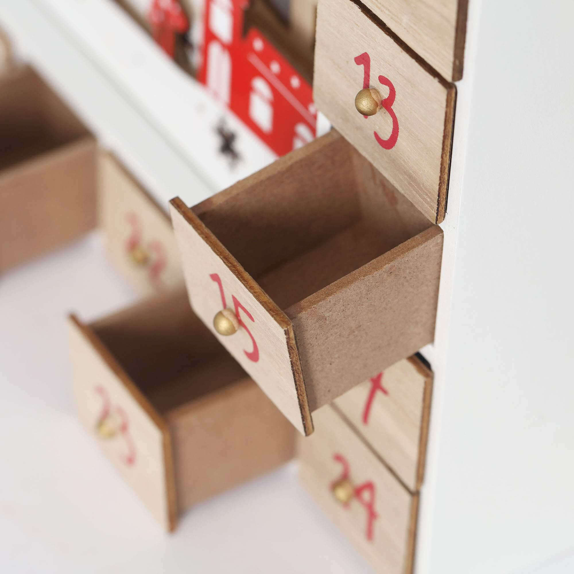 Brubaker Reusable Wooden Advent Calendar To Fill - Santa Claus In The Forest With Led Lighting - Diy Christmas Calendar 13.98 X 2.36 X 10.63 Inches