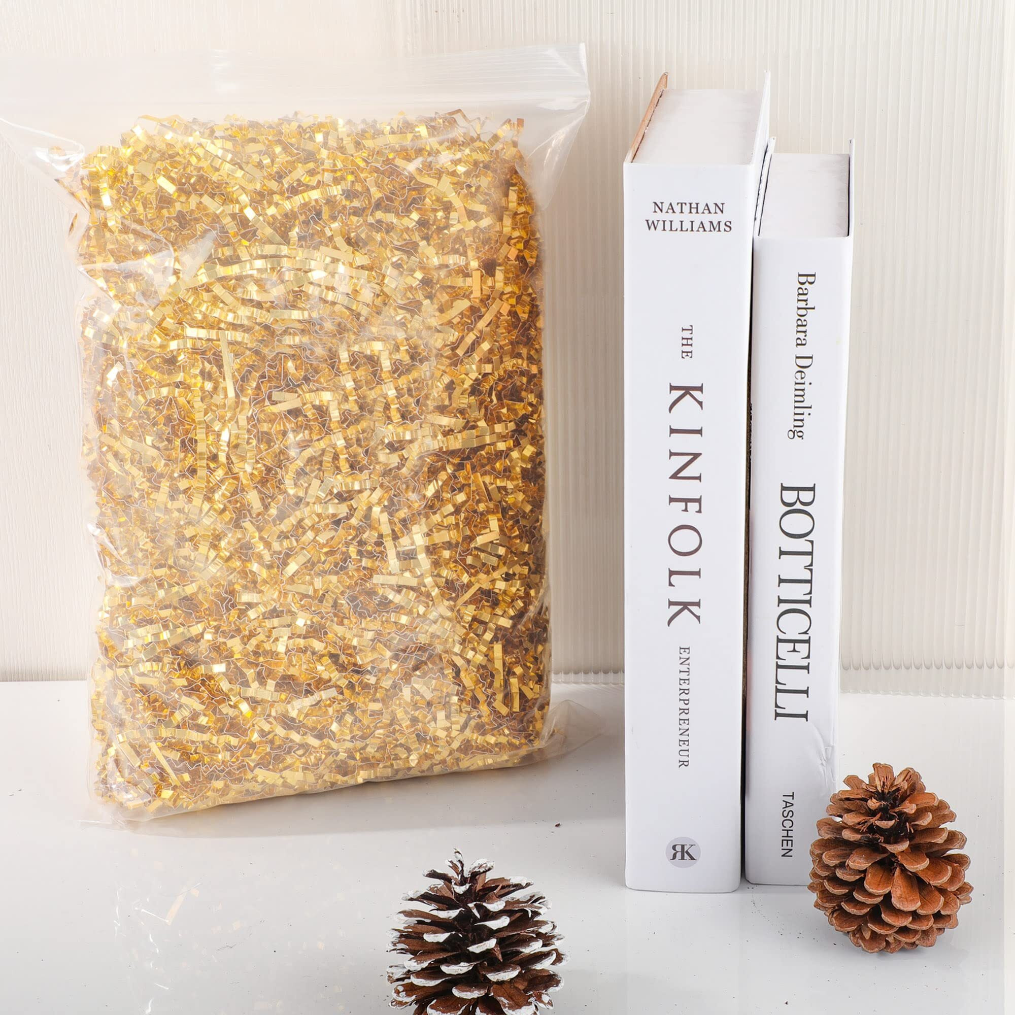 Tcairg Gold Crinkle Cut Paper Shred Filler (1/2 Lb) For Gift Wrapping And Basket Filling - Shredded Paper For Gift Box, Box Confetti Shredded, Box Stuffing