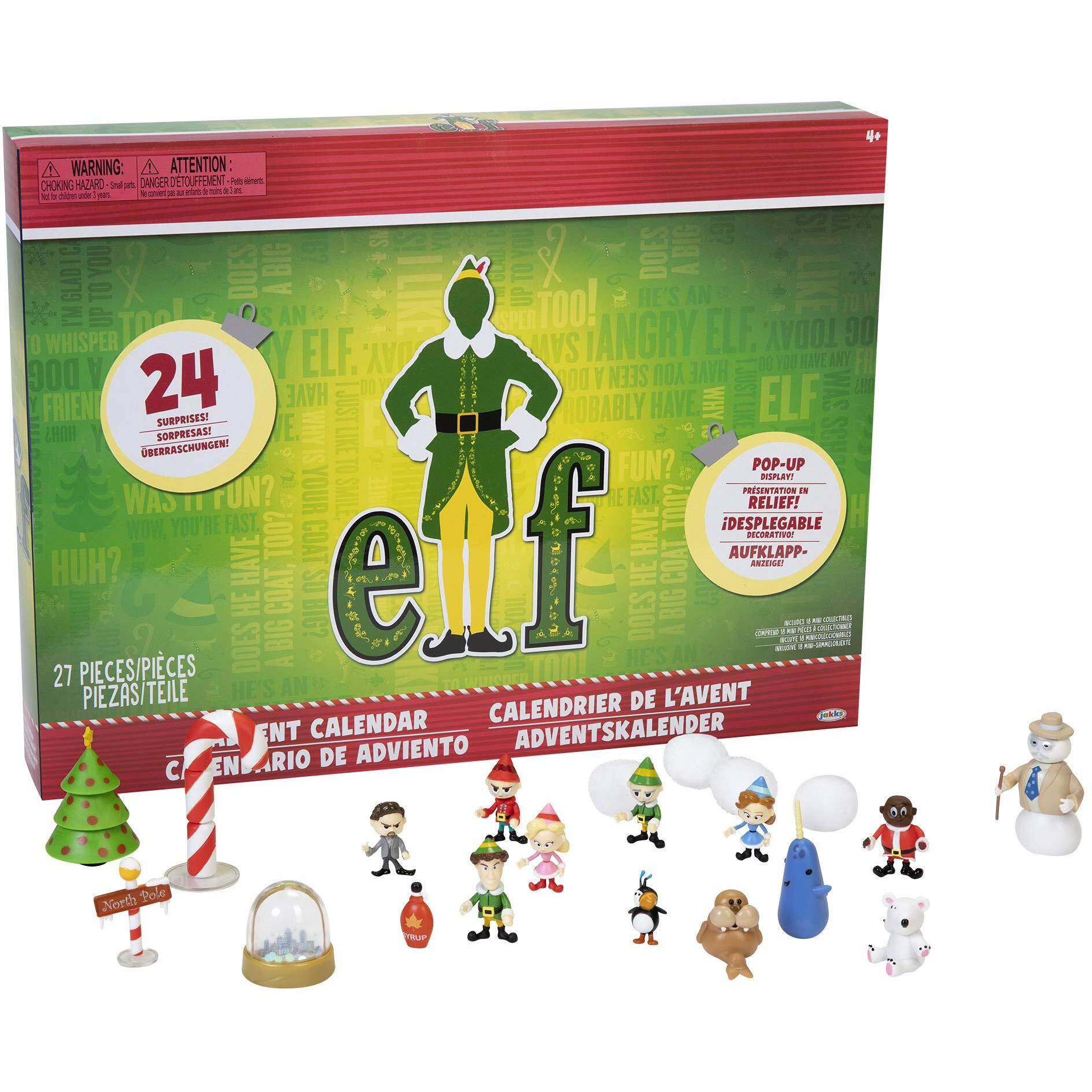Jakks Holiday Elf Advent Calendar, Enjoy 24 Days Of Fun Collectible Surprise Figures