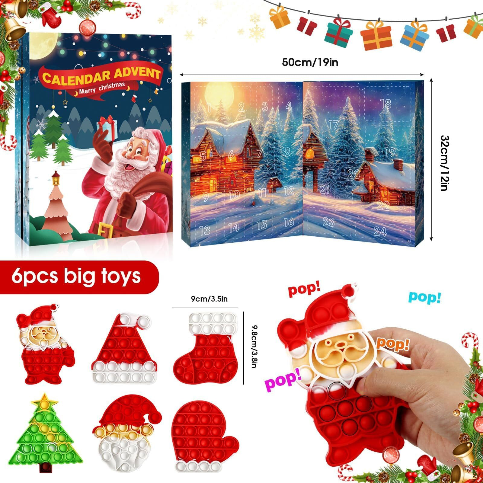 Fidget Advent Calendar 2024 For Kids - 24 Days Christmas Holiday Countdown Advent Calendars For Xmas Party Favor, Fidget Toys Bulk Sensory Toy Surprise Christmas Goodies For Girls Boys (35 Pcs)