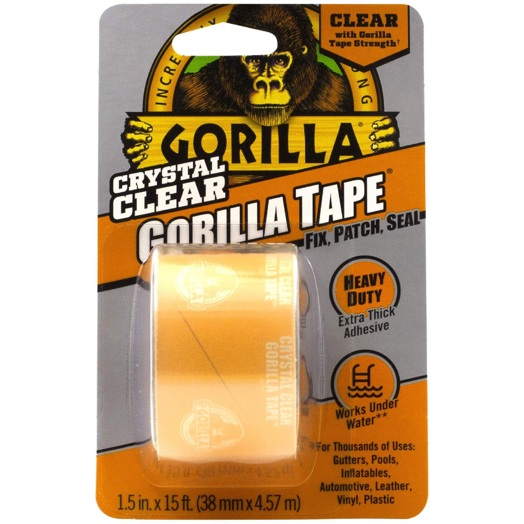 Gorilla Crystal Clear Repair Duct Tape, 1.88    X 5 Yd, Clear, (Pack Of 1)