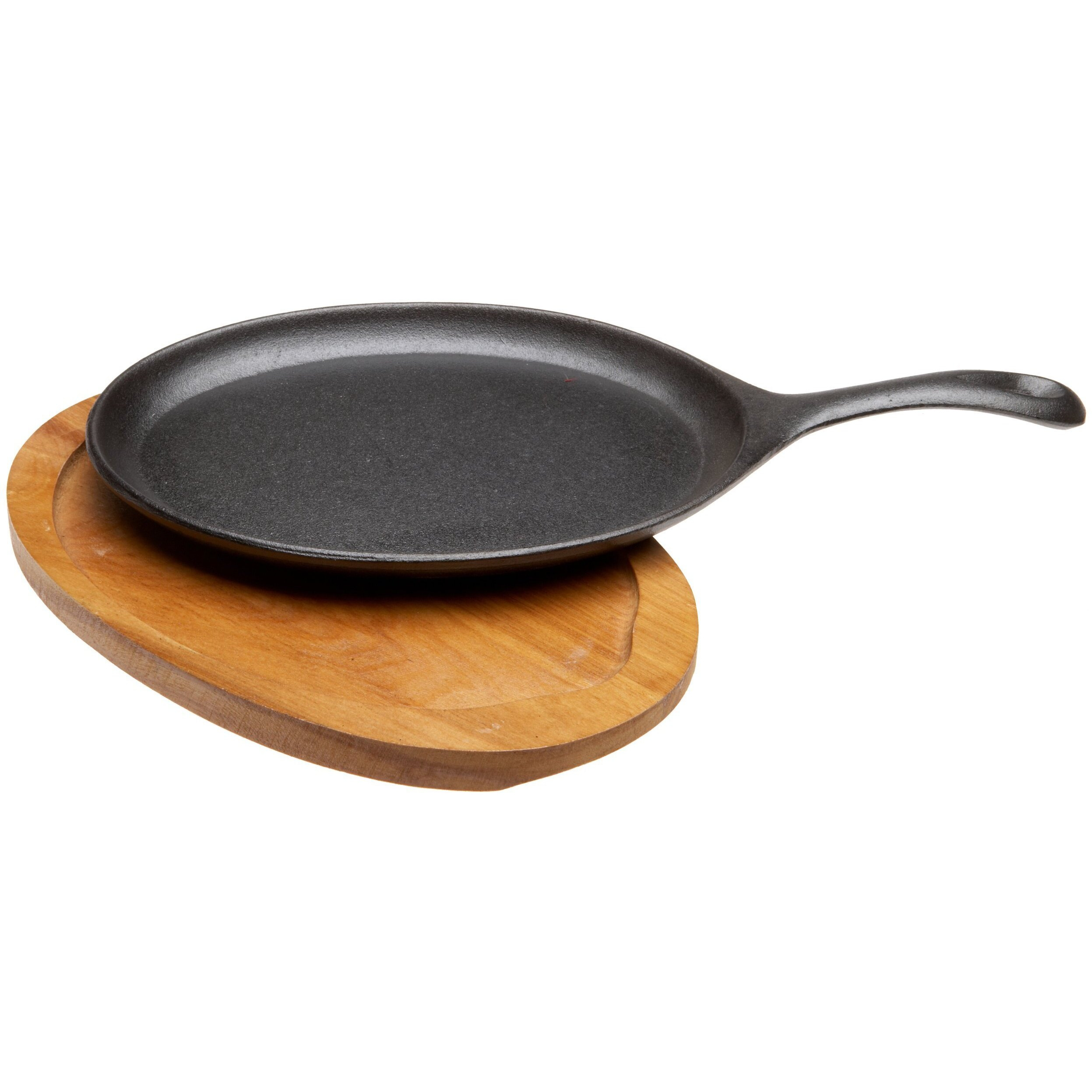 Fajita Plate Set - Pre-Seasoned Cast Iron Fajita Pan With Wooden Tray And Hot Mitt By Old Mountain
