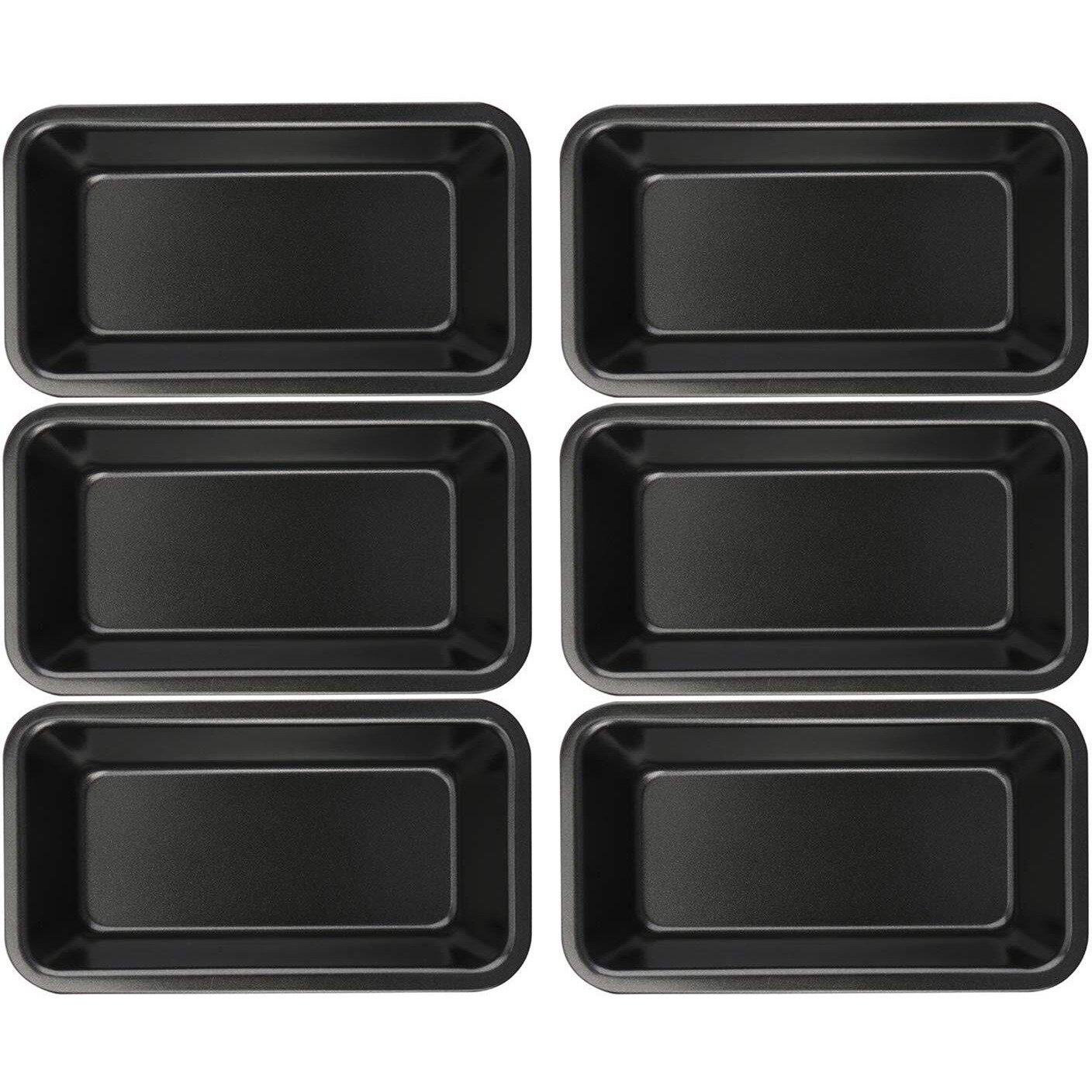Lawei 6 Piece Non-Stick Mini Loaf Pan - 3.5 X 6 Inch Carbon Steel Bread And Toast Mold, Little Bakeware Pans For Banana Bread, Breads, Small Cakes And Individual Meatloafs