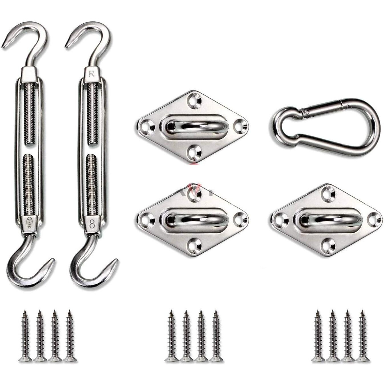 Patio Paradise Heavy Duty Shade Sail Hardware Kit For Triangle Sun Shade Sail Installation - 6 Inch