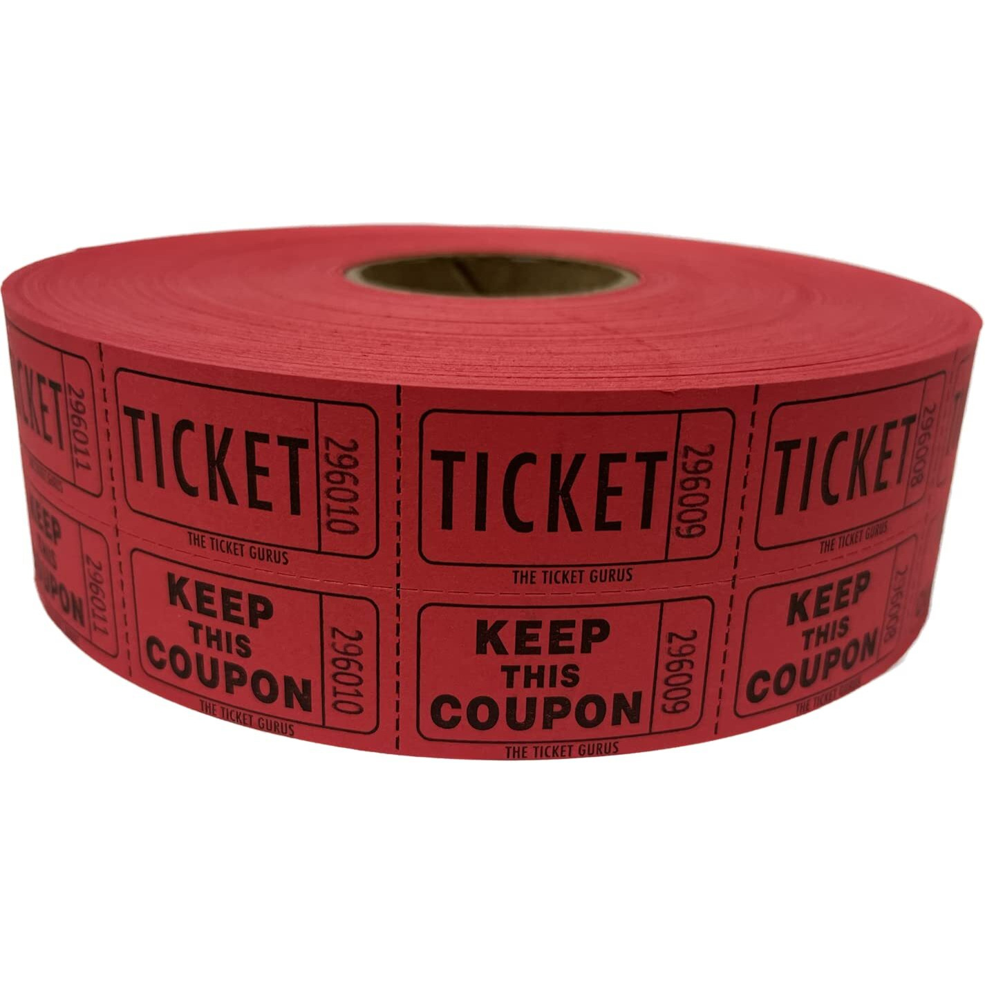 Ticket Guru-Raffle Tickets - (4 Rolls Of 2000 Double Tickets) 8,000 Total 50/50 Raffle Tickets (Choose Color Combo Below) (Red/Blue/White/Orange)