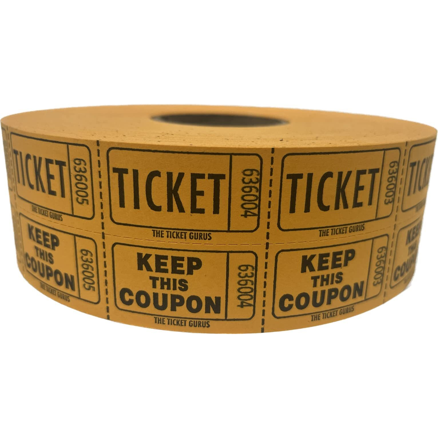 Ticket Guru-Raffle Tickets - (4 Rolls Of 2000 Double Tickets) 8,000 Total 50/50 Raffle Tickets (Choose Color Combo Below) (Red/Blue/White/Orange)