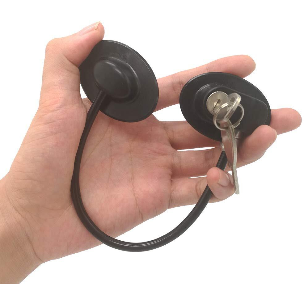 Alamic Refrigerator Door Lock - Freezer Door Lock Cabinet Lock Strong Adhesive Cable Lock Security Door Lock, Black