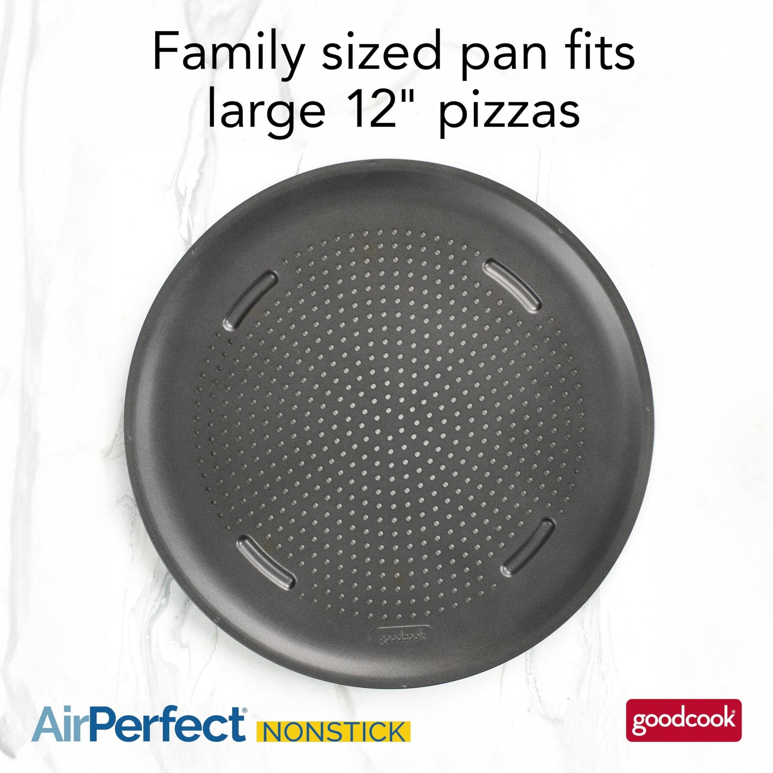Goodcook Airperfect Nonstick 16    Pizza Pan - Pizza Tray For Oven, Perforated Round Pizza Pan, Carbon Steel Baking Pan, Homemade, Frozen & Leftover Slices