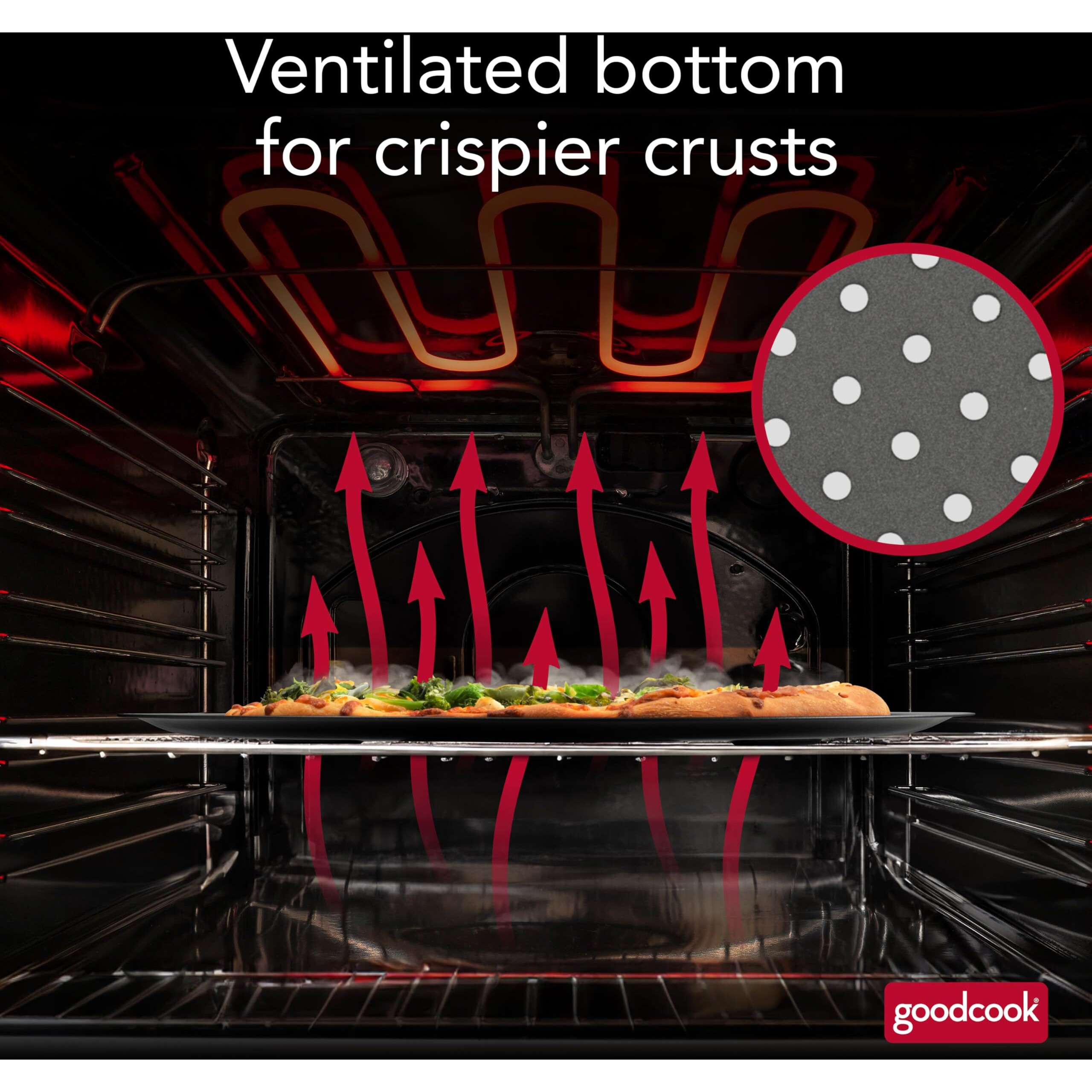 Goodcook Airperfect Nonstick 16    Pizza Pan - Pizza Tray For Oven, Perforated Round Pizza Pan, Carbon Steel Baking Pan, Homemade, Frozen & Leftover Slices
