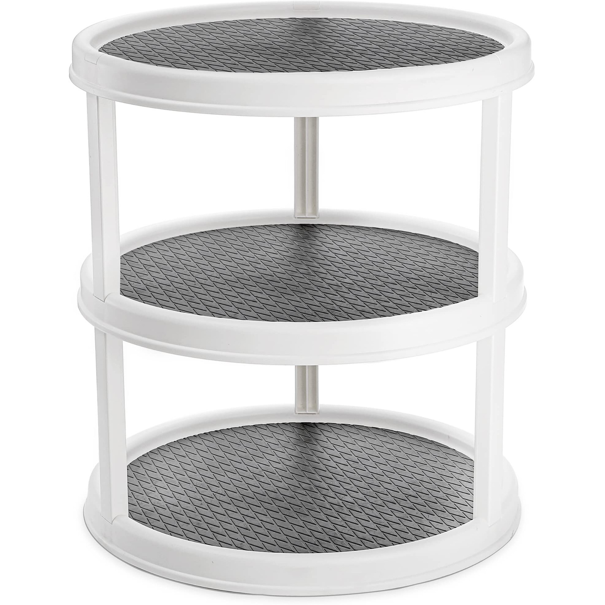 Yesland 3 Tier Lazy Susan Turntable - 12'' Round Tiered Rotating Kitchen Spice Organizer And Non-Skid Organization Storage Container - Tiered Tray For Fruit, Snacks, Cosmetic, Pantry, Bathroom(Grey)