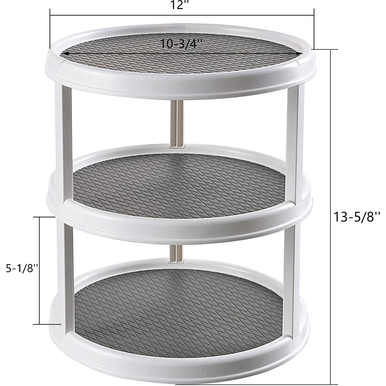 Yesland 3 Tier Lazy Susan Turntable - 12'' Round Tiered Rotating Kitchen Spice Organizer And Non-Skid Organization Storage Container - Tiered Tray For Fruit, Snacks, Cosmetic, Pantry, Bathroom(Grey)