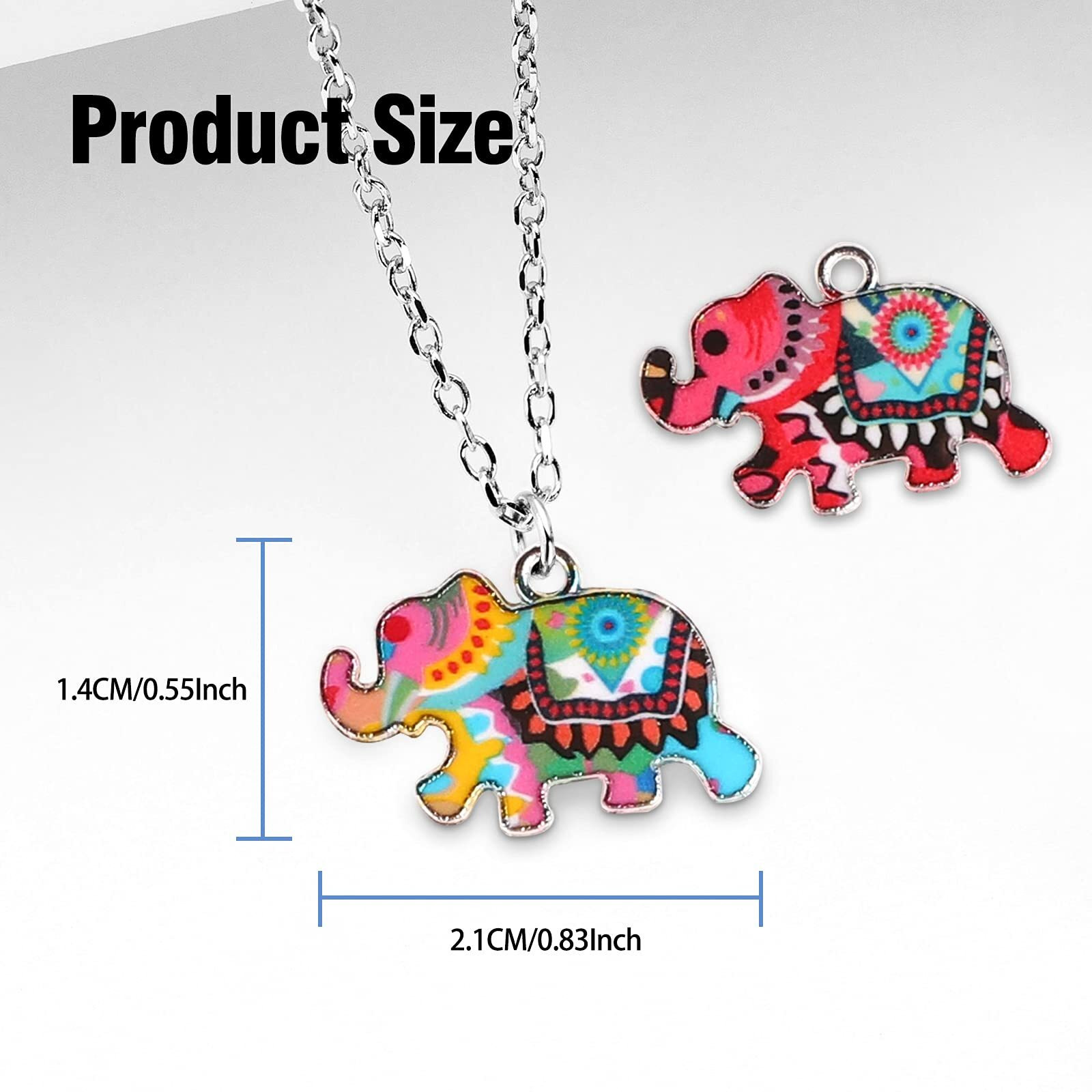 Qxuji 18Pcs Elephant Charms For Jewelry Making, Mixed Elephant Metal Enamel Pendant Charms, For Necklace Earring Bracelet Diy Jewelry Making Accessories, 18 Colors