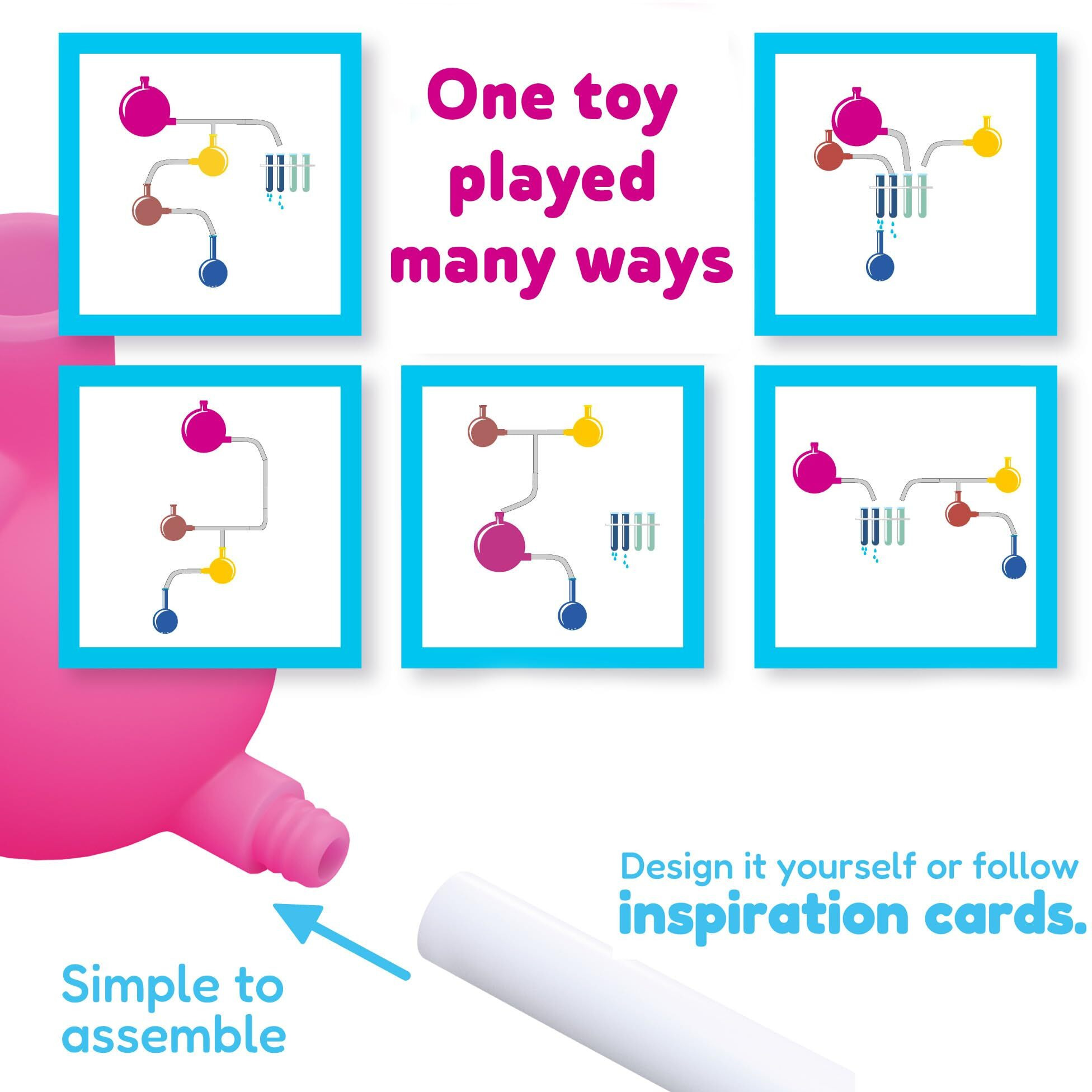 Aqualab Bath Toys For Kids Ages 4-8 - Science Themed Wall Suction Silicone Bath Toy - Includes Beaker, Flasks, And Test Tubes