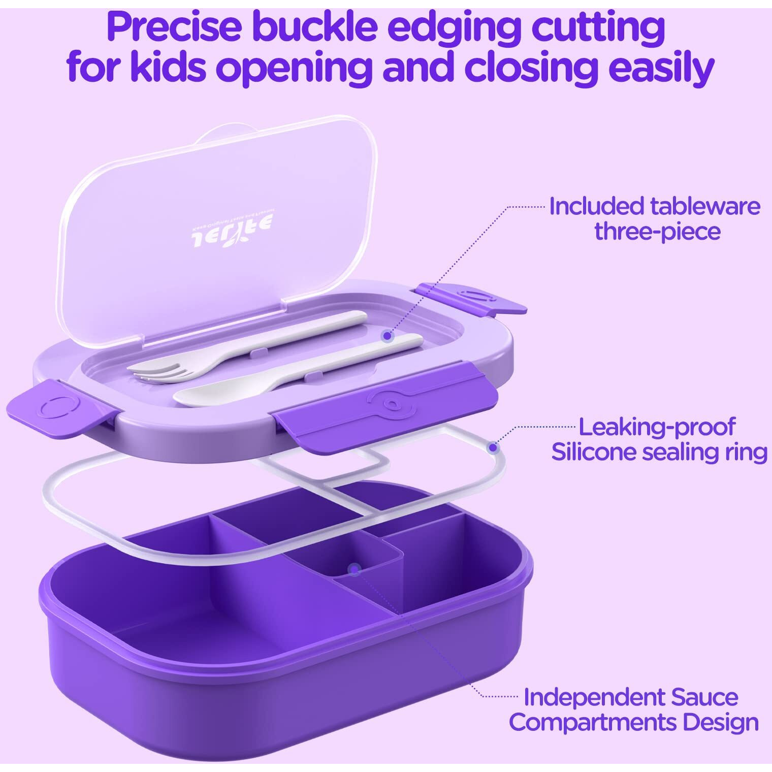 Jelife Lunch Box Kids Bento Box - 1300Ml Large Bento-Style Bento Box Adults Lunch Box, Ideal Leak Proof Bento Lunch Box For Kids School, Bpa Free Lunchbox Containers For Teens Toddlers, Purple