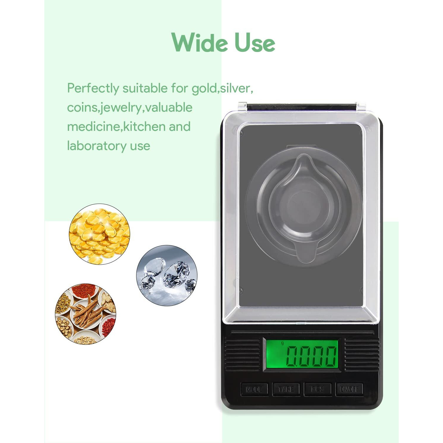 Milligram Scale (50G/ 0.001G) - Mg/Gram Scale, Precision Digital Pocket Kitchen Scale For Powder Medicine/Jewelry/Reloading/Herb(Including Batteries, Calibration Weights)