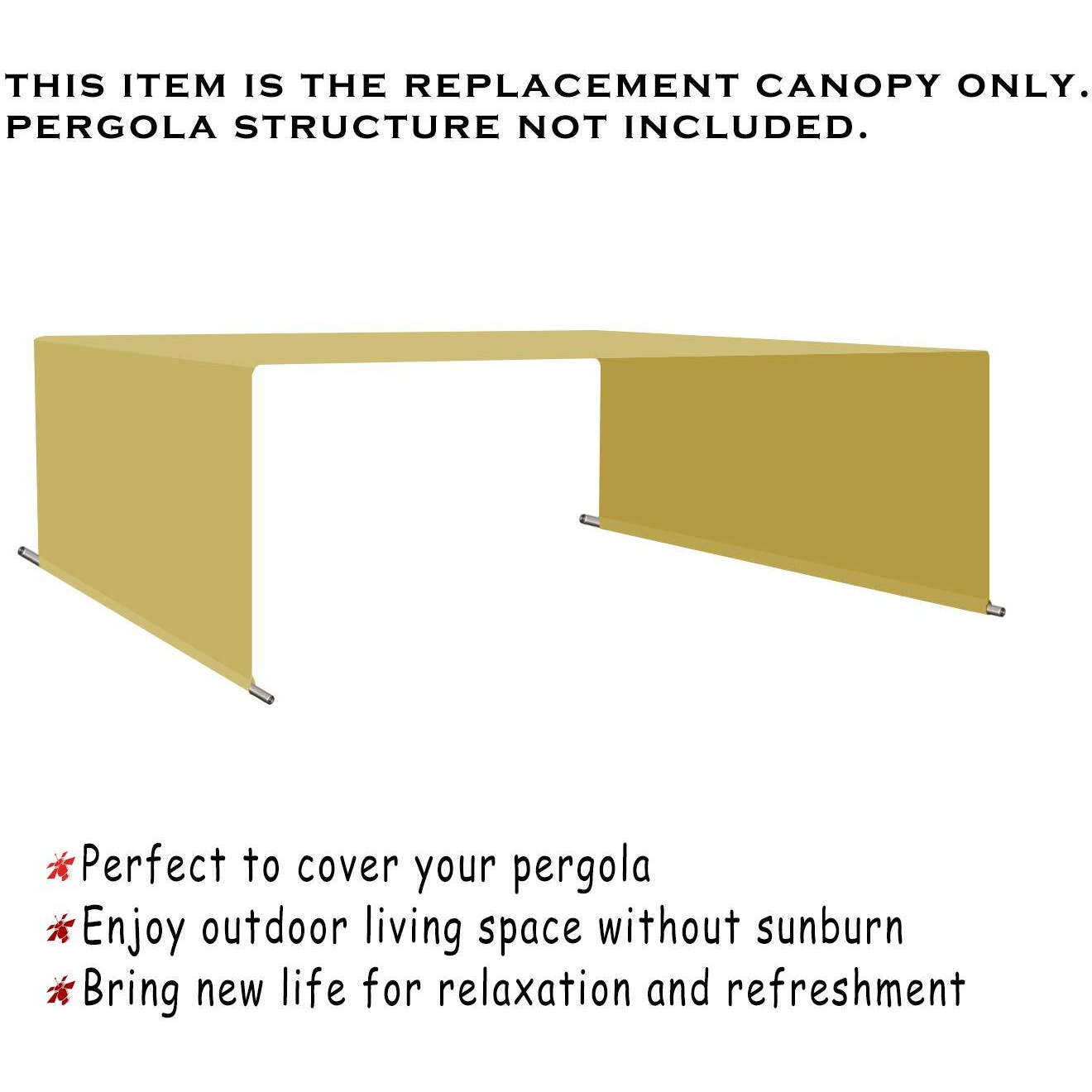 Alion Home Waterproof Pergola Covers - Pergola Replacement Canopy - Universal Replacement Canopy For Pergola (16' L X 10' W, Sand)