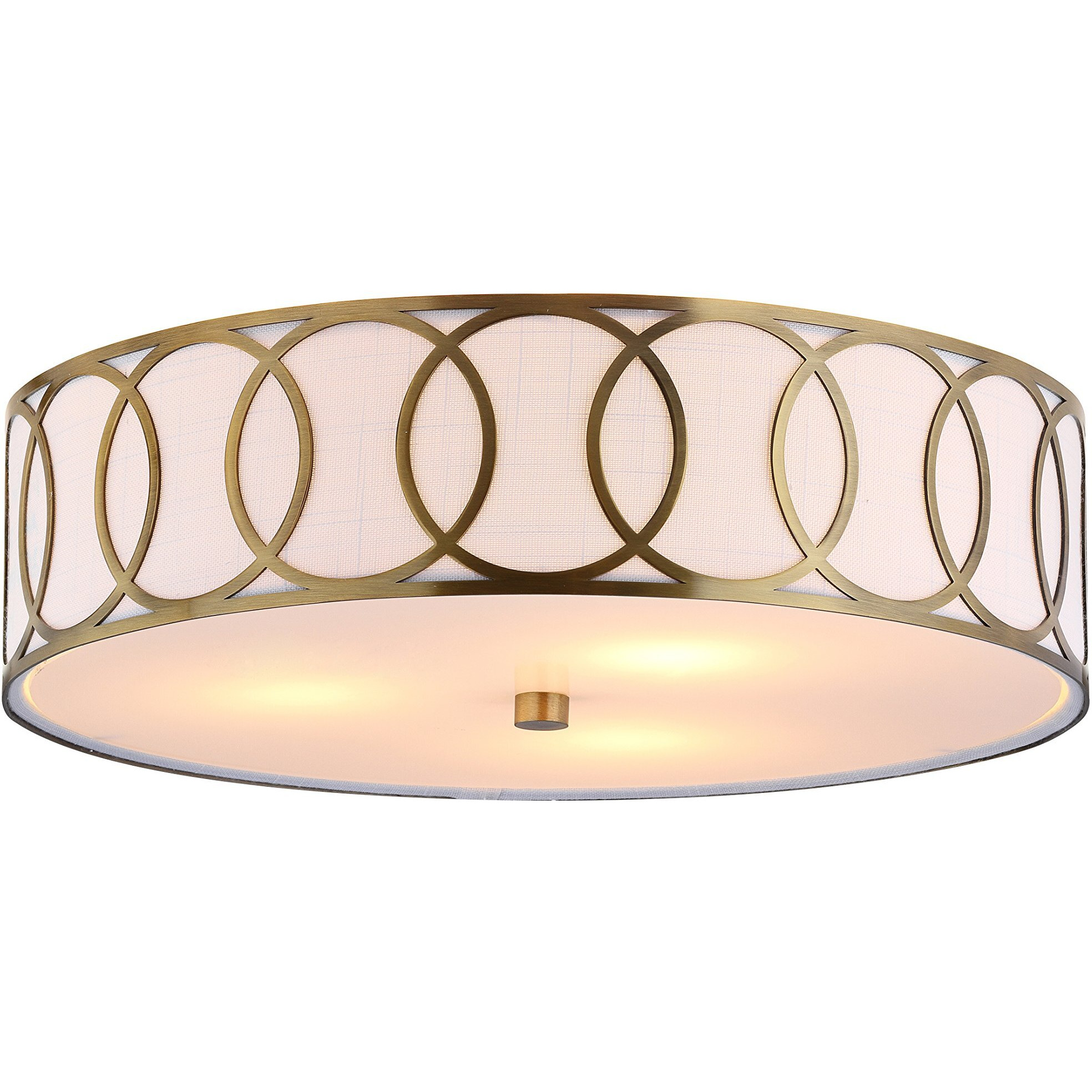 Jonathan Y Jyl3503A Aubrey 3-Light 15.5"" Metal Led Flush Mount Contemporary,Transitional Dimmable, 2700K Cozy Warm Light, For Kitchen,Hallway,Bathroom,Stairwell, Brass Gold