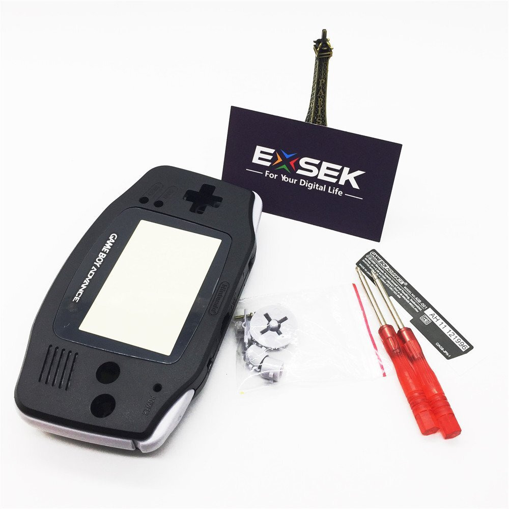 Exsek Solid Black Edition Gba Housing Shell Replacement Pack Compatible With Gameboy Advance (Solid Black)