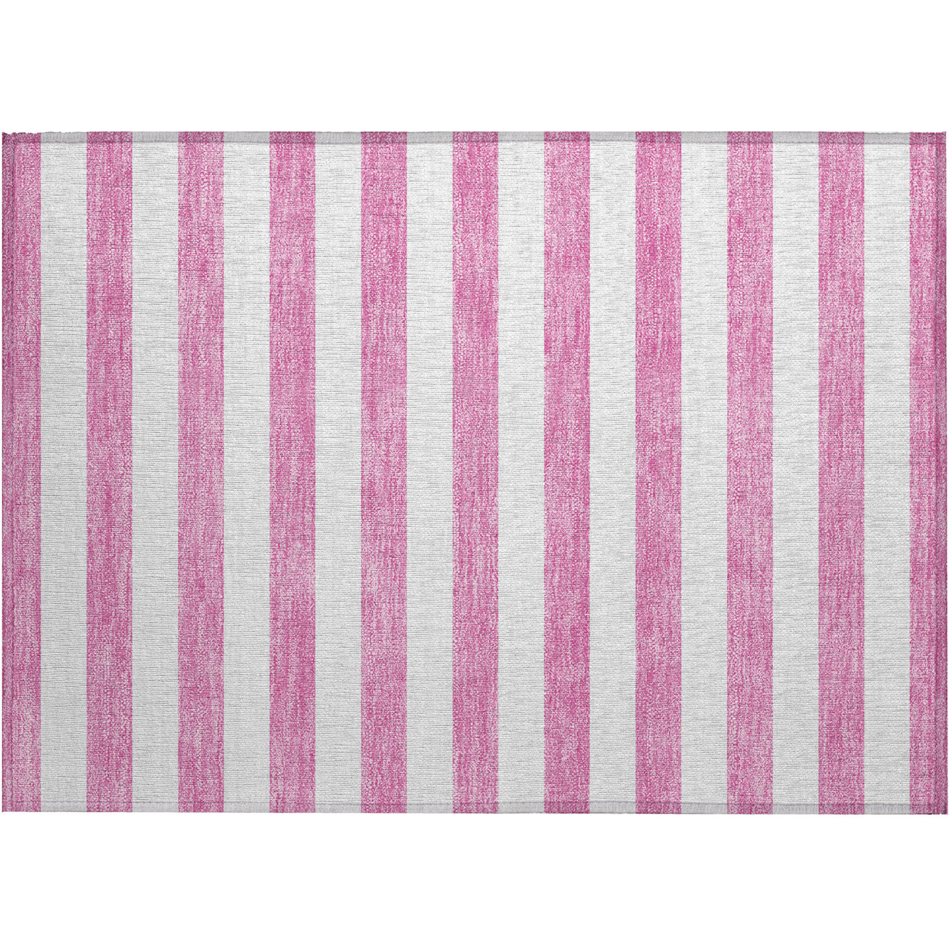 2' X 3' Pink And White Striped Washable Non Skid Indoor Outdoor Area Rug