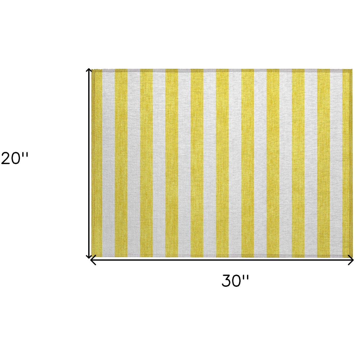 2' X 3' Yellow And White Striped Washable Non Skid Indoor Outdoor Area Rug
