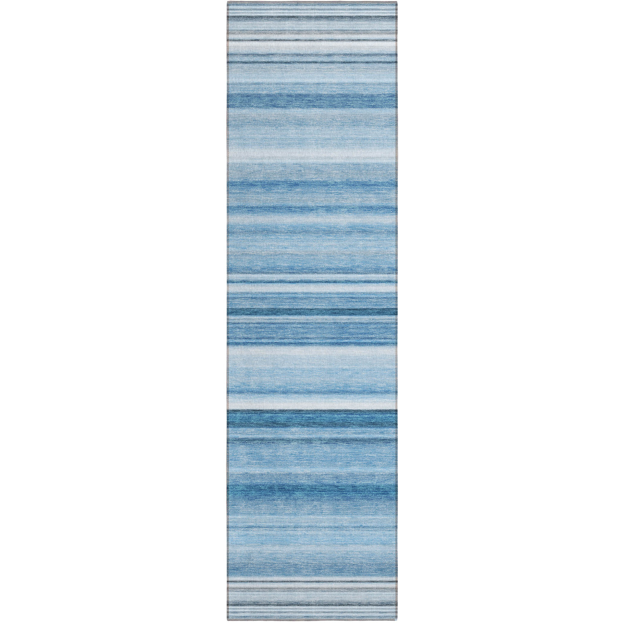 8' Runner Blue Striped Washable Non Skid Indoor Outdoor Runner Rug