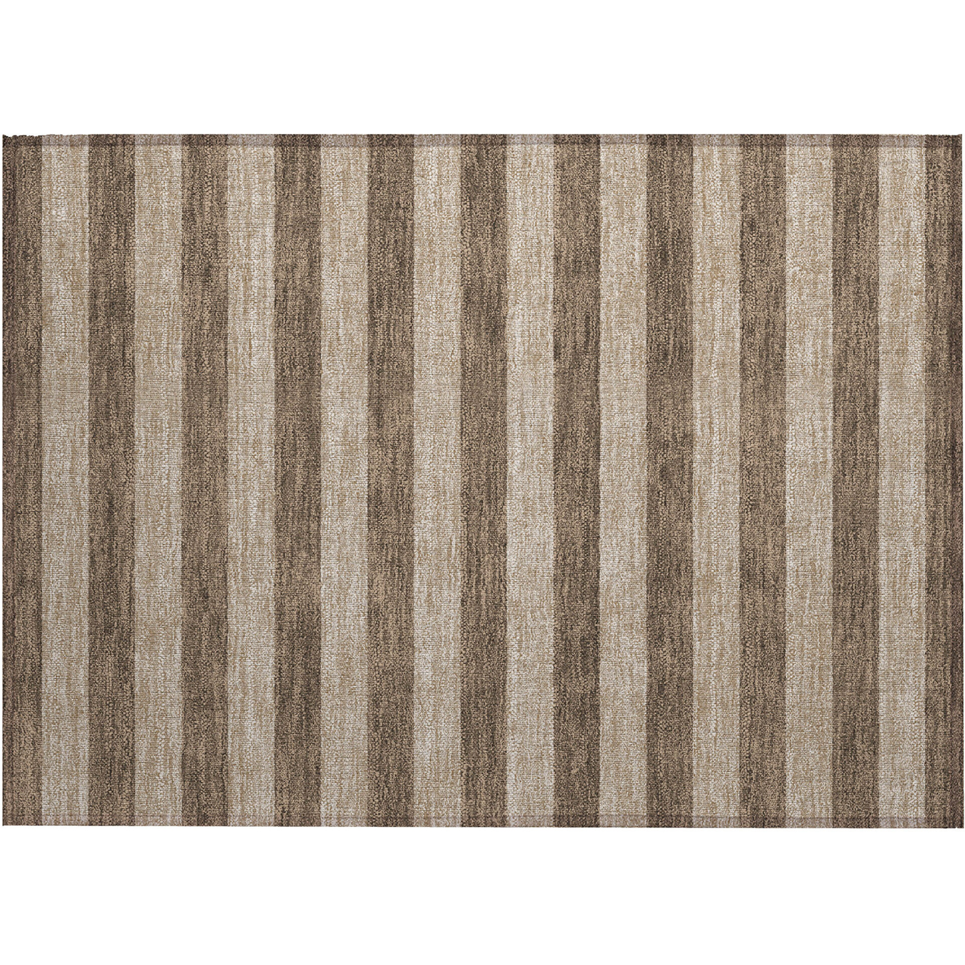 2' X 3' Coffee Striped Washable Non Skid Indoor Outdoor Area Rug