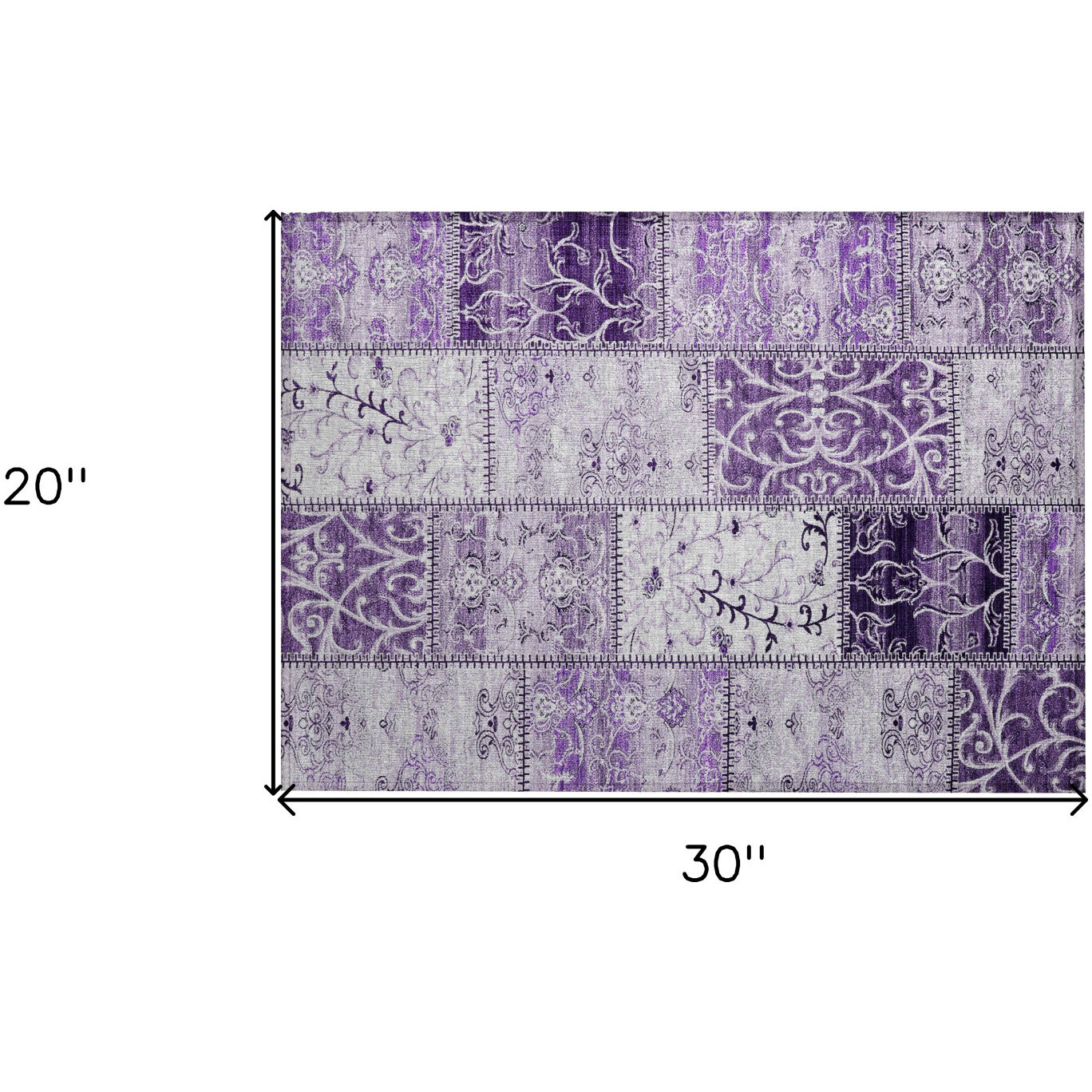 2' X 3' Purple Patchwork Washable Non Skid Indoor Outdoor Area Rug