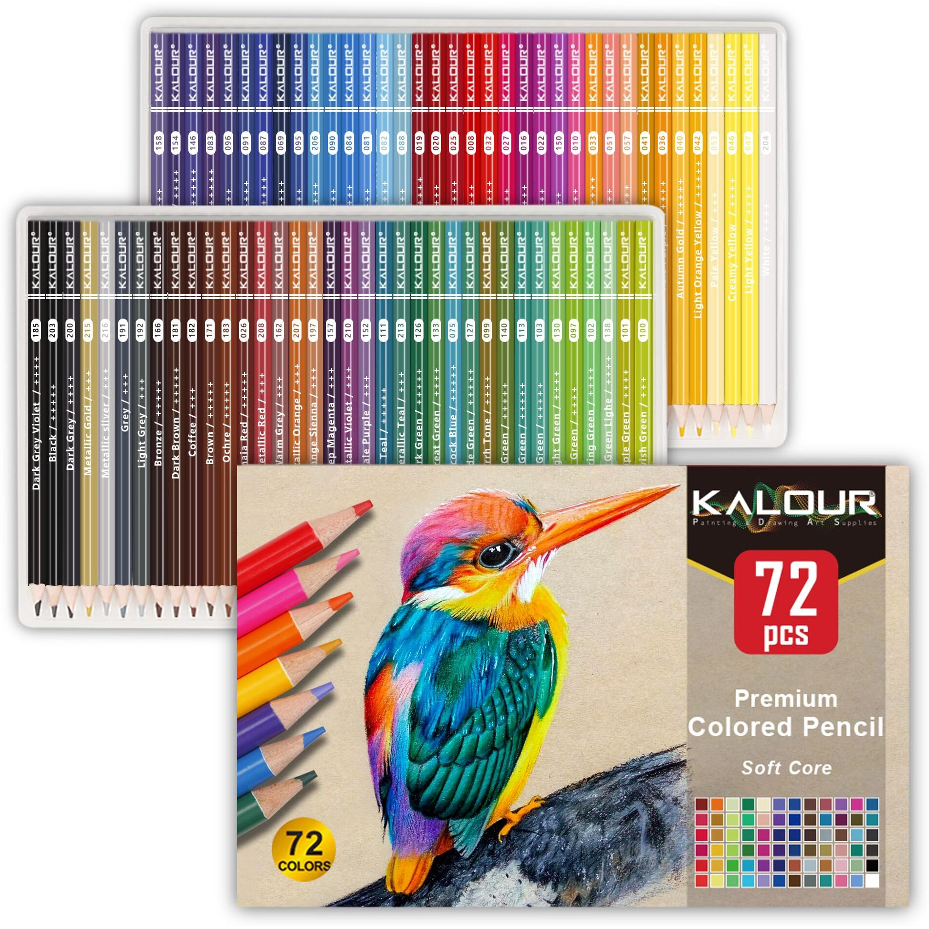 Kalour 72 Count Colored Pencils For Adult Coloring Books, Soft Core,Ideal For Drawing Blending Shading,Color Pencils Set Gift For Adults Kids Beginners