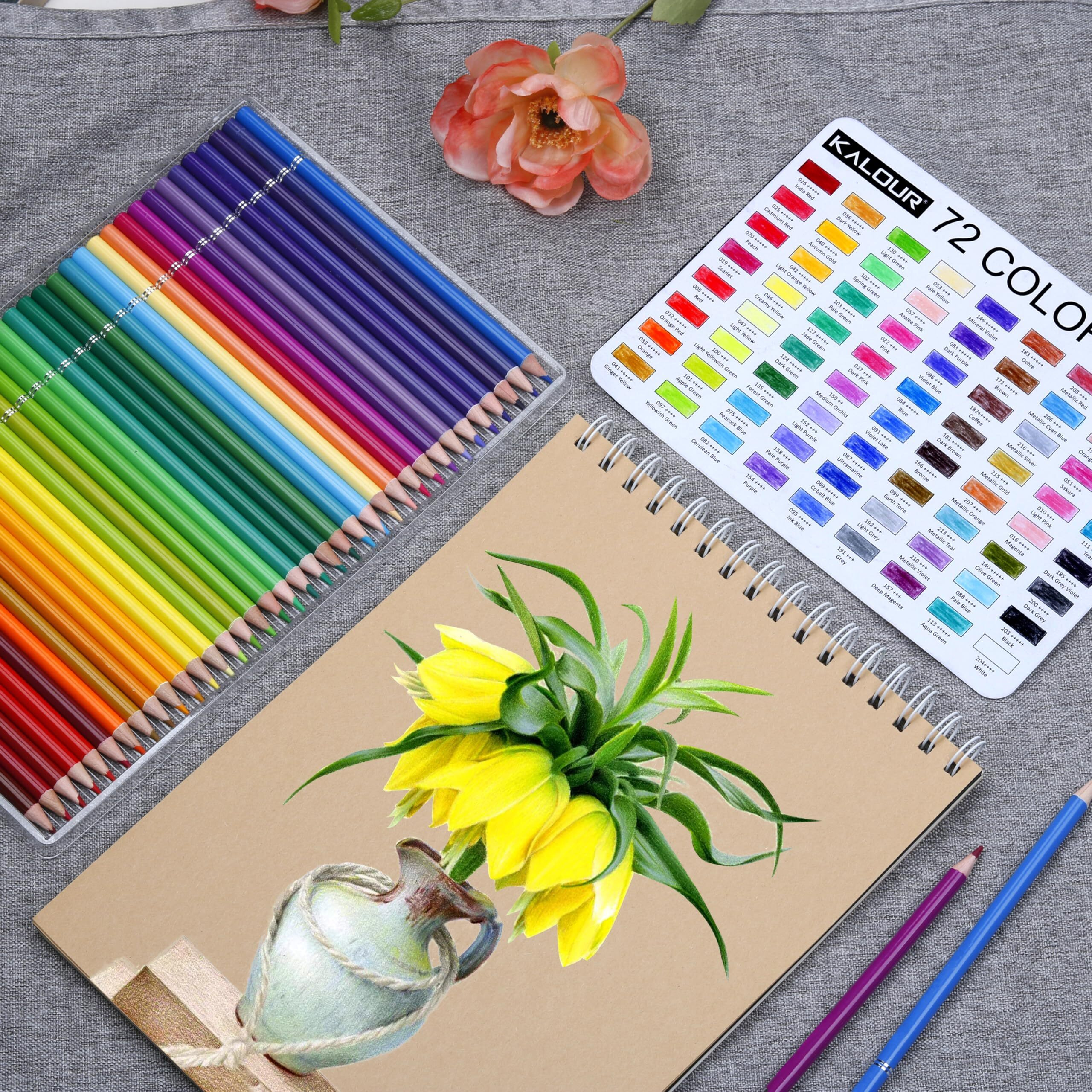 Kalour 72 Count Colored Pencils For Adult Coloring Books, Soft Core,Ideal For Drawing Blending Shading,Color Pencils Set Gift For Adults Kids Beginners