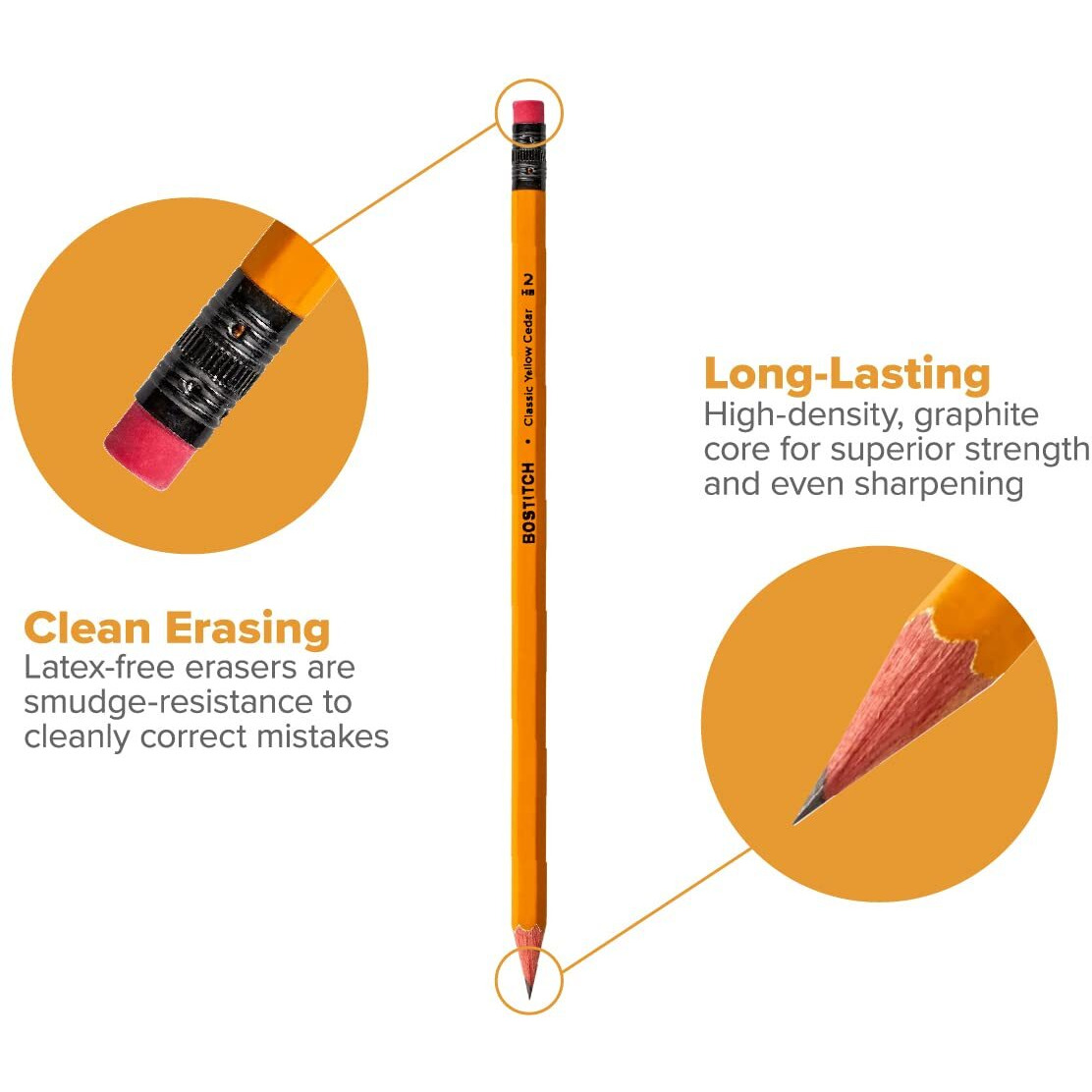 Bostitch Office Premium 2 Pencils, American Cedar Wood, Pre-Sharpened, Hb Graphite, 24-Pack (Bacp12Y-2Pk)
