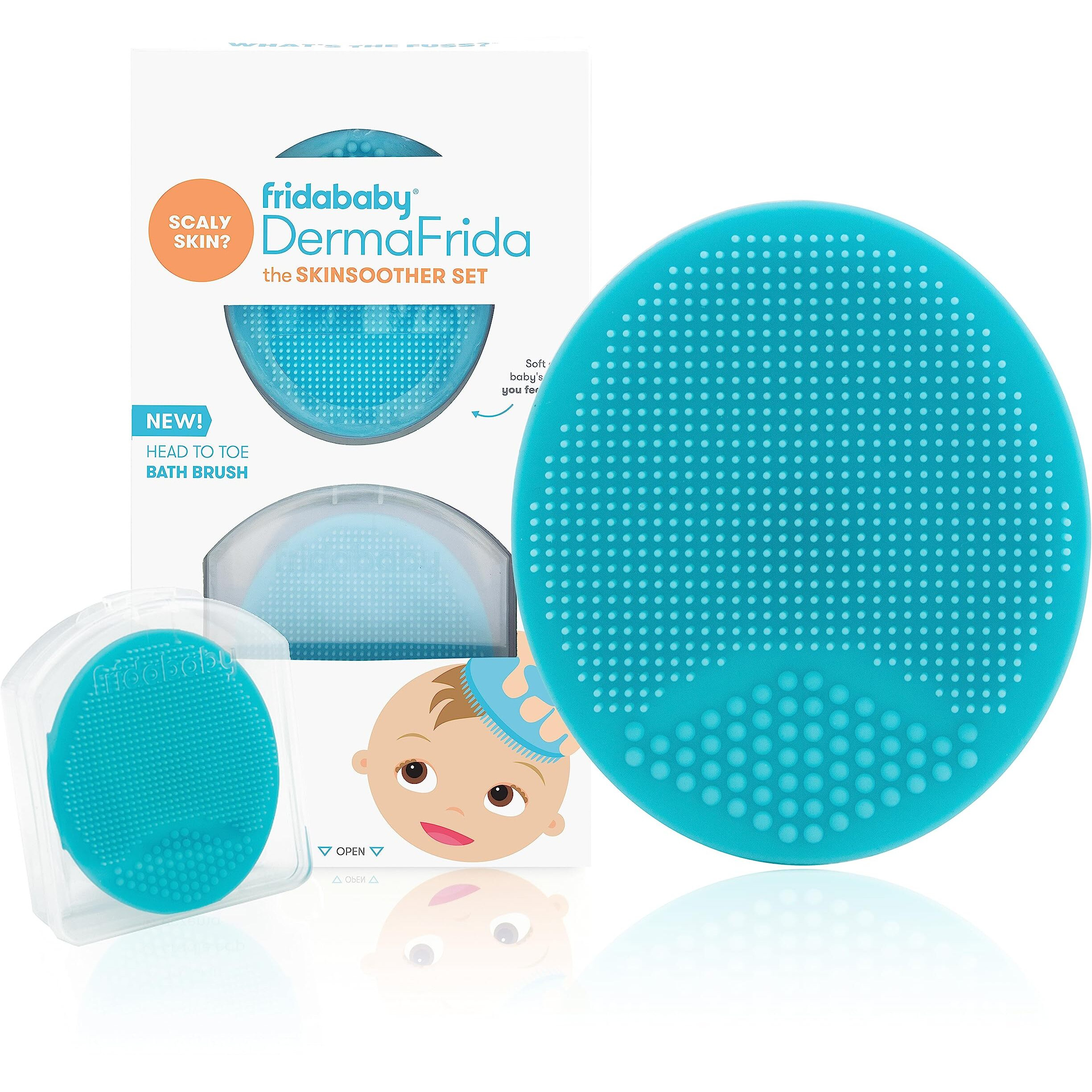 Frida Baby Dermafrida The Skinsoother Baby Bath Brush | Cradle Cap Brush For Babies, Baby Essential For Dry Skin, Cradle Cap Treatment And Eczema | 2 Pack