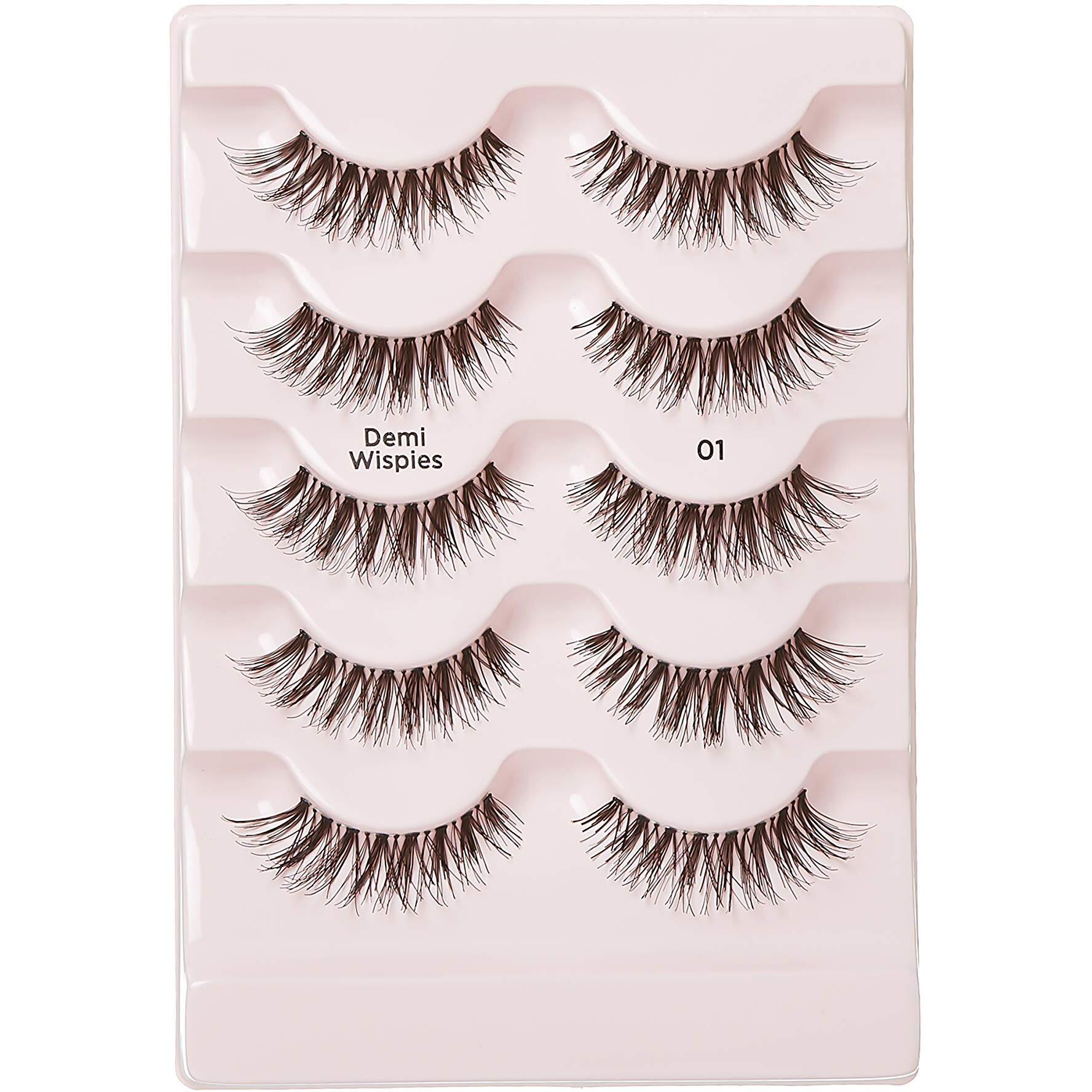 I-Envy False Eyelashes And Lash Adhesive Set Demi Wispies Natural Lashes 5 Pairs Fake Eye Lashes (Clear)