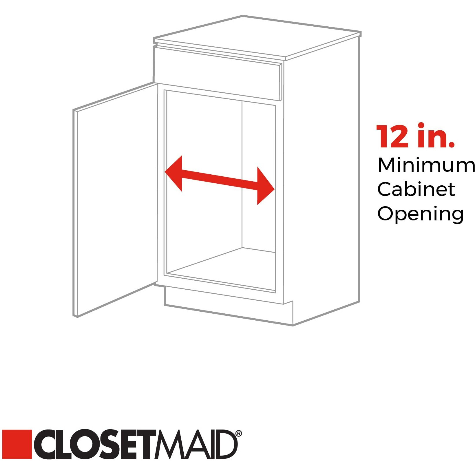 Closetmaid Pull Out Cabinet Organizer Heavy Duty, Slide Out Pantry Shelves Drawers For Kitchen, Bathroom, White, 11-Inch One Tier