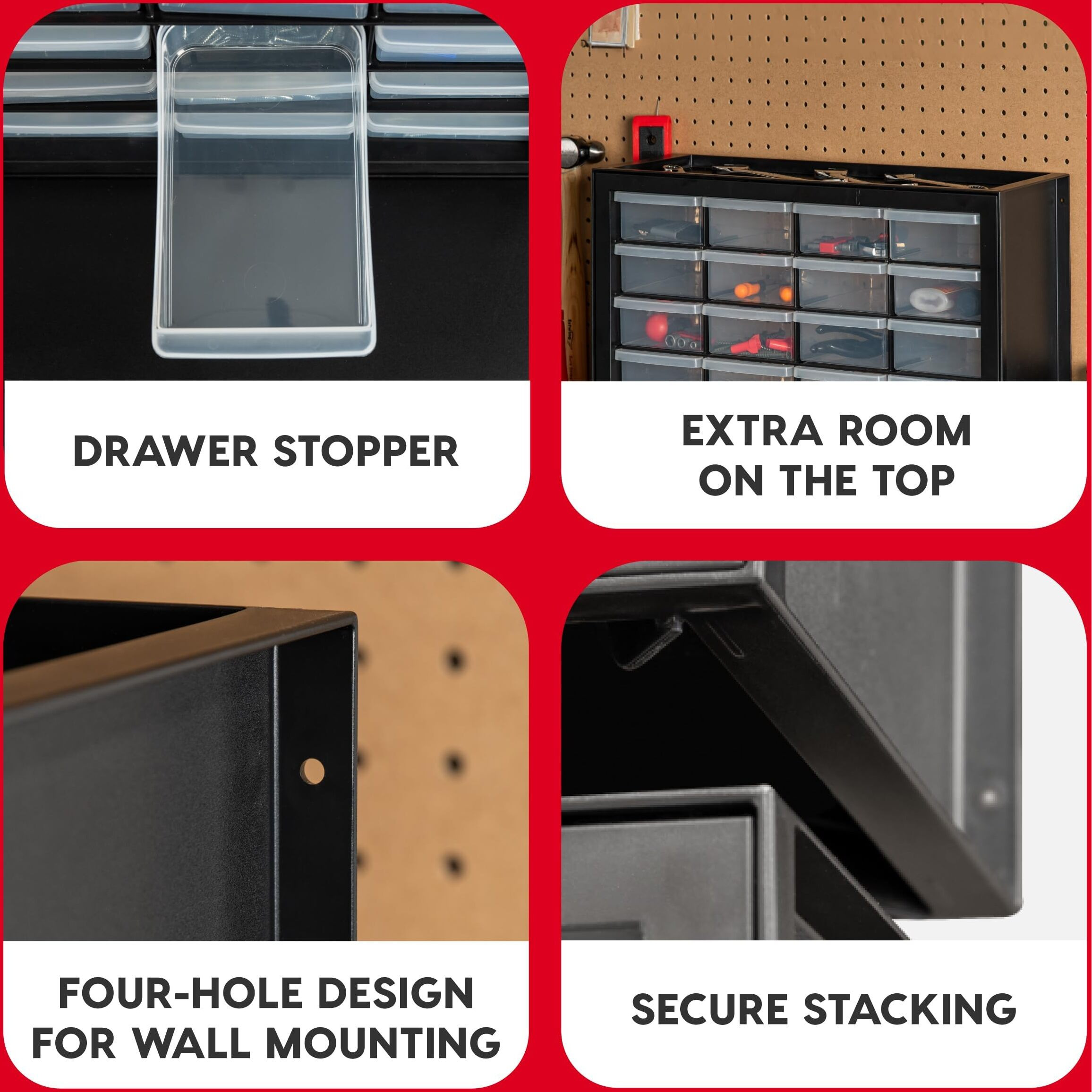 Iris Usa Screw Organizer, Hardware Storage Organizer, 24 Drawer Parts Cabinet, Plastic Drawer Storage For Hardware Crafts, Small Parts, Nuts, Bolts, Tool Organizer Storage, Scrapbook Art Hobby - Black