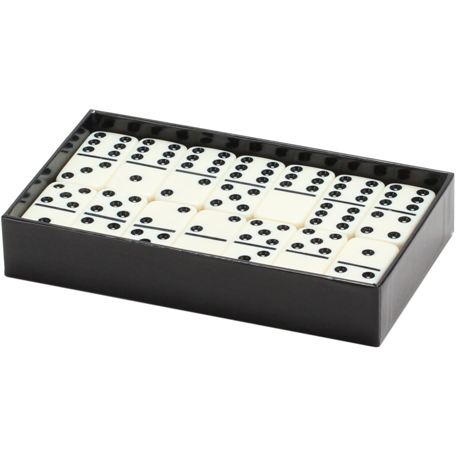 Double Six Professional Dominoes - White With Black Dots, Case Color May Very