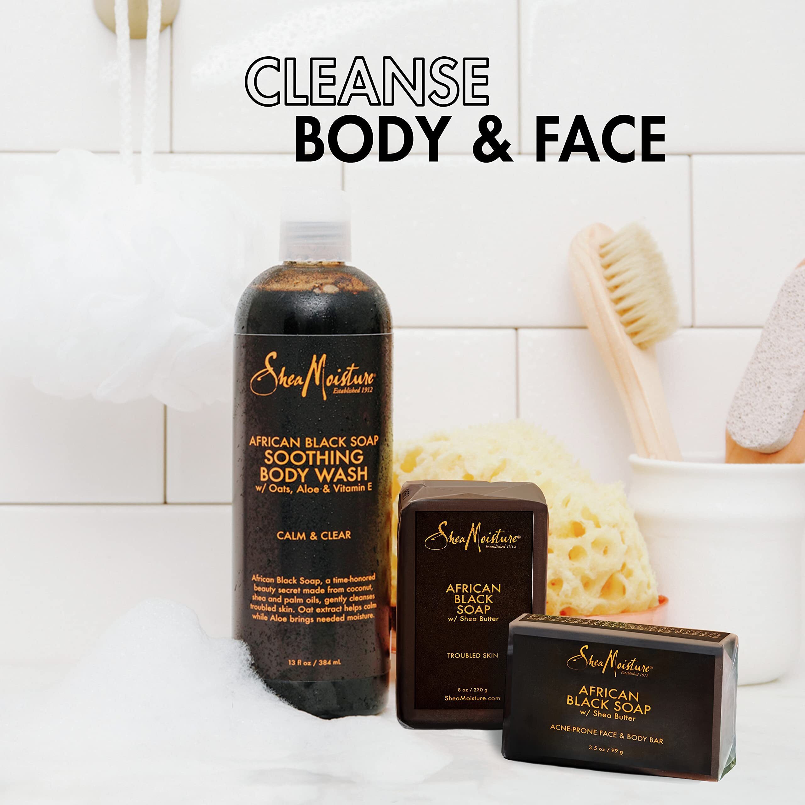 Sheamoisture Soothing Body Wash For Acne Treatment African Black Soap Paraben Free Body Wash ,13 Fl Oz (Pack Of 1)