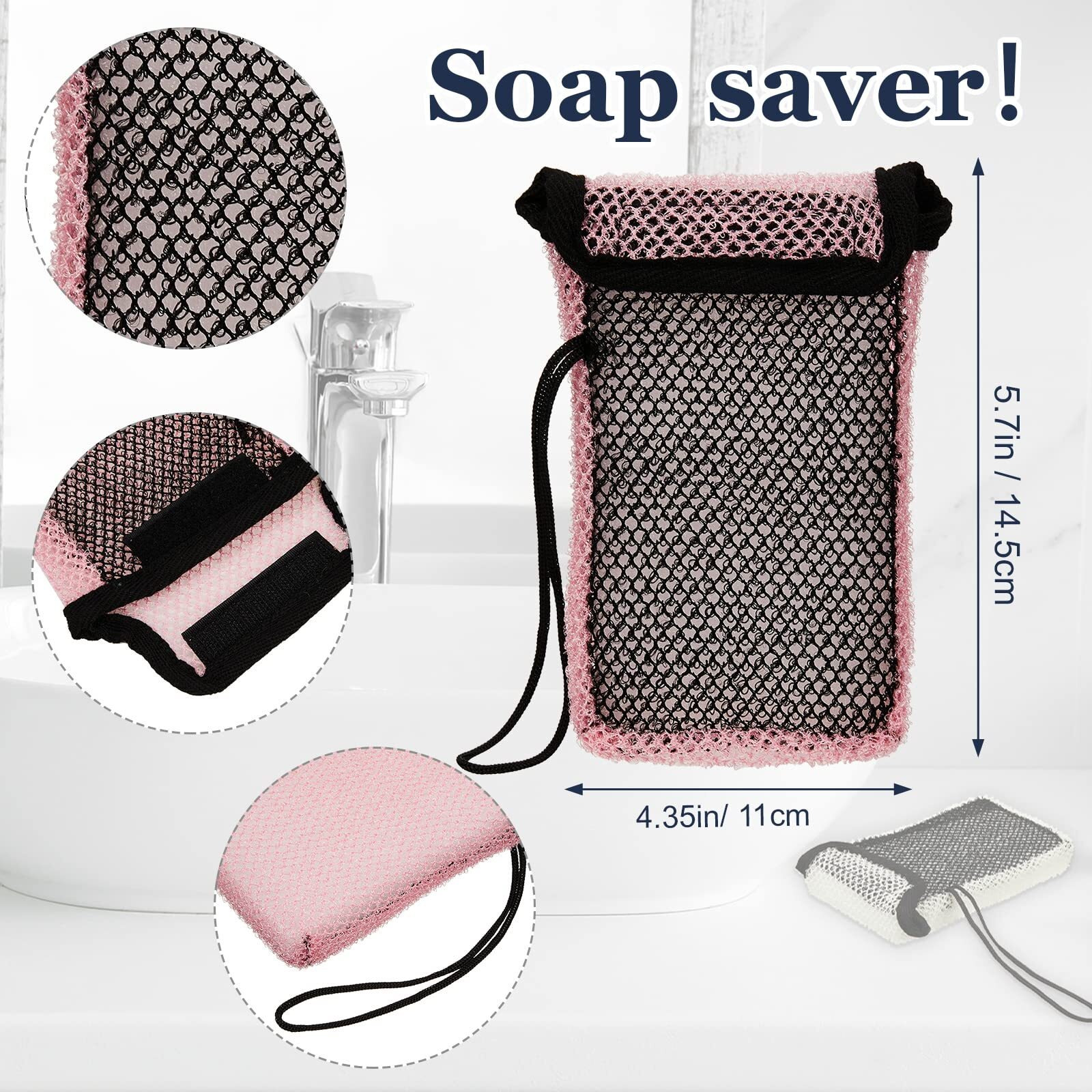 4 Pcs Bar Soap Pouch Soap Savers Exfoliating Net Soap Coarse Mesh Soap Bag Loofah Body Scrubber Hanging Rope Bags Exfoliator For Bath Shower For A Deeper Scrub And Lather
