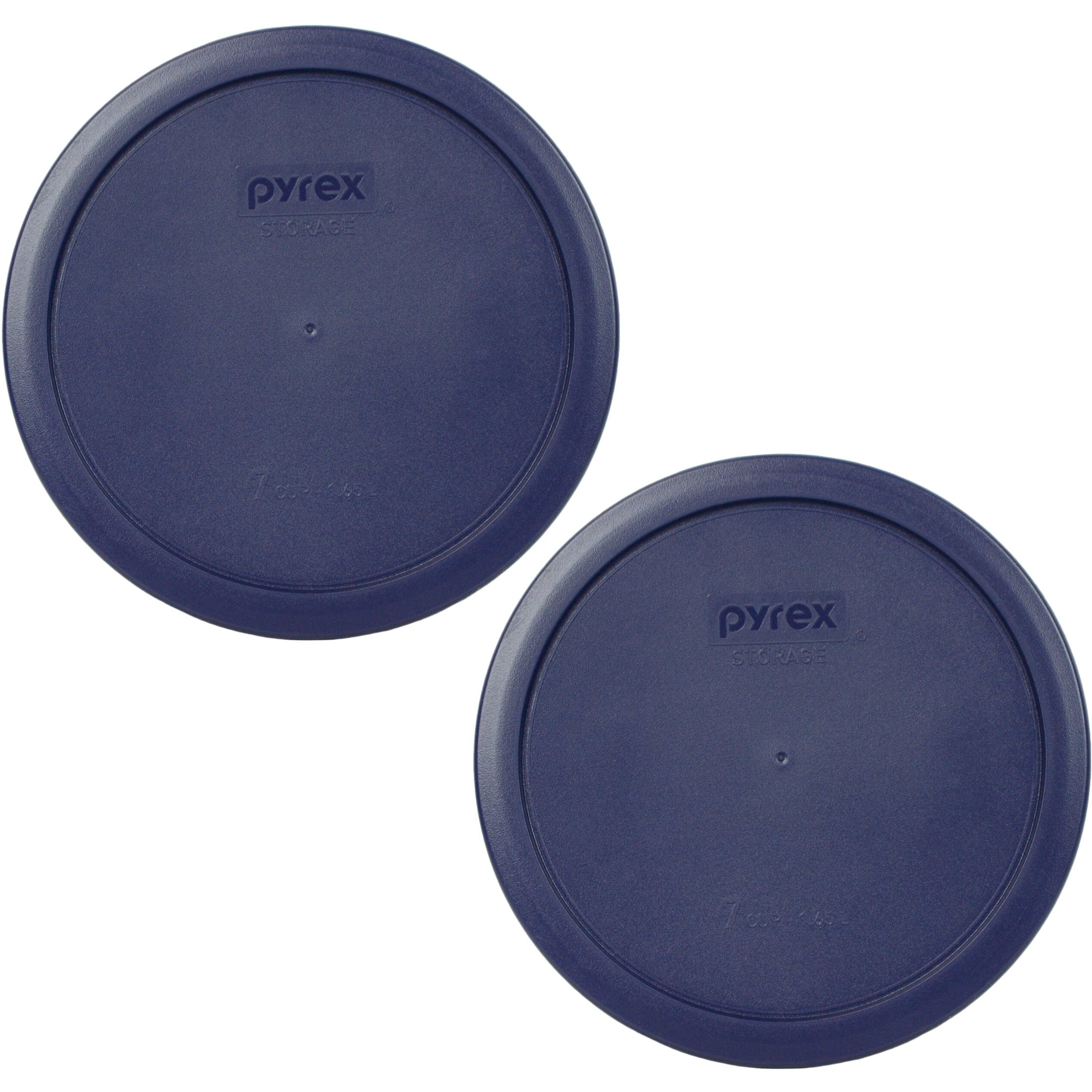 Pyrex 7402-Pc Dark Blue 6/7-Cup Round Plastic Food Storage Lids, Made In Usa - Original Genuine Pyrex Lids - 2 Pack
