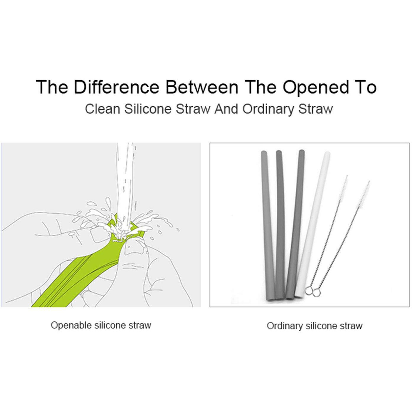 Reusable Silicone Drinking Straws Openable & Washable Silicone Straws Easy To Clean,Straight Smoothie Straws Reusable Bpa Free Food Grade Eco-Friendly Straw Cold And Hot Compatible 4 Pcs