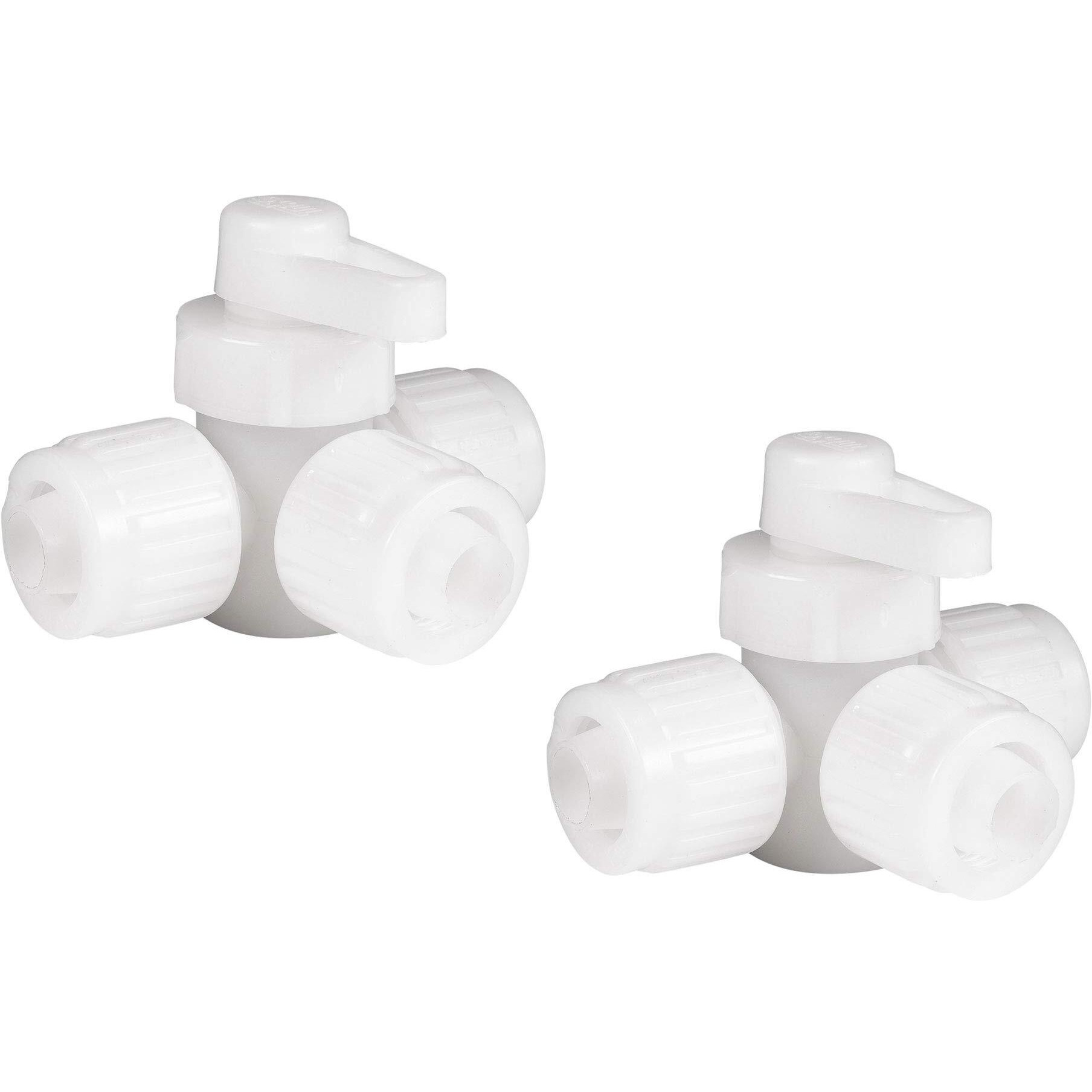 Recpro Rv Plumbing Hardware | 06910 | 3-Way 1/2&quot&quot Compression Fitting Directional/Bypass Valve | Pex Pipe/Tubing Fittings (2 Fittings)