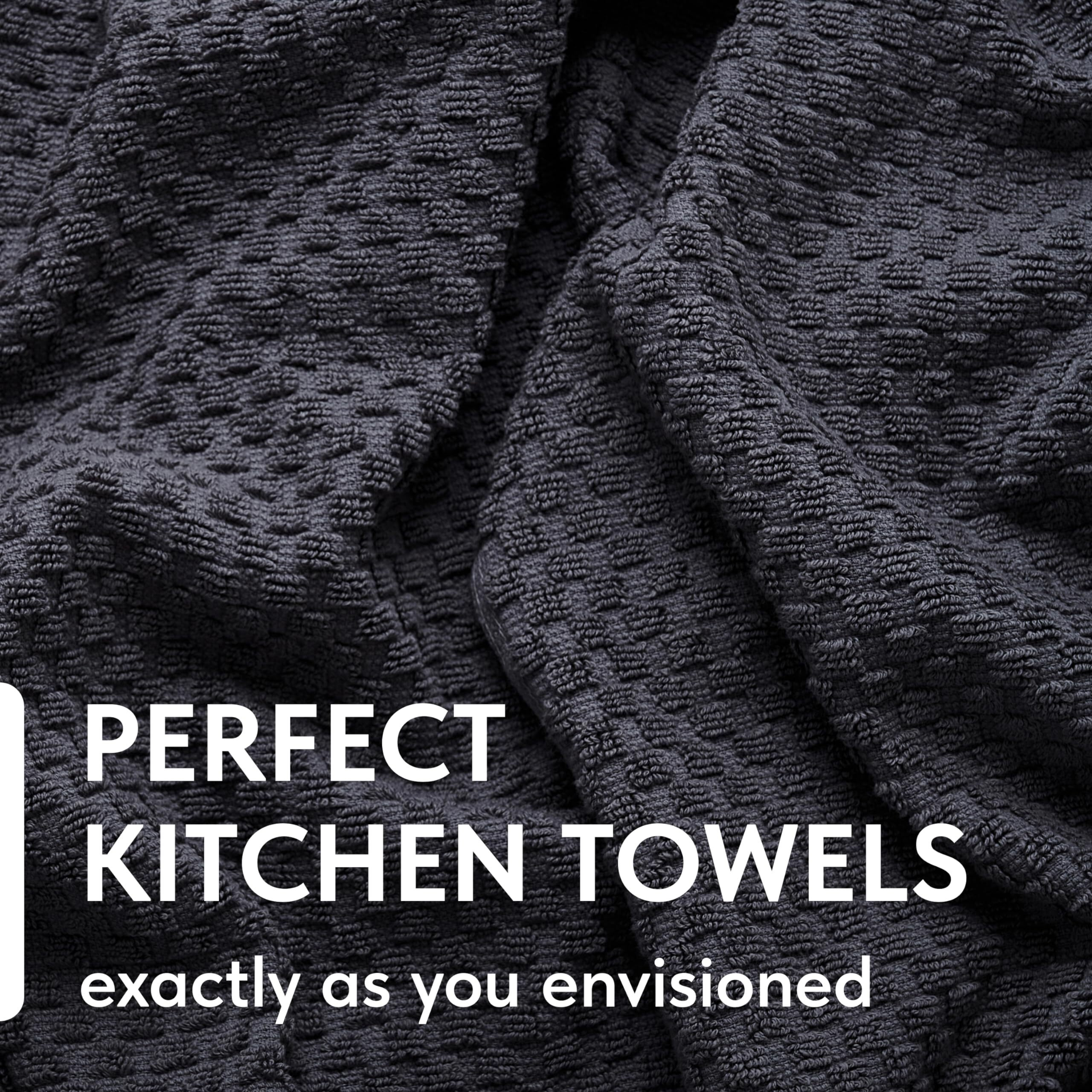 Super Absorbent Kitchen Towels 12 Pack - Premium 100% Cotton Kitchen Towels, 450Gsm Thick Machine Washable Gray Dish Towels For Kitchen Drying, Cleaning, Dobby Weave, Unmatched Quality