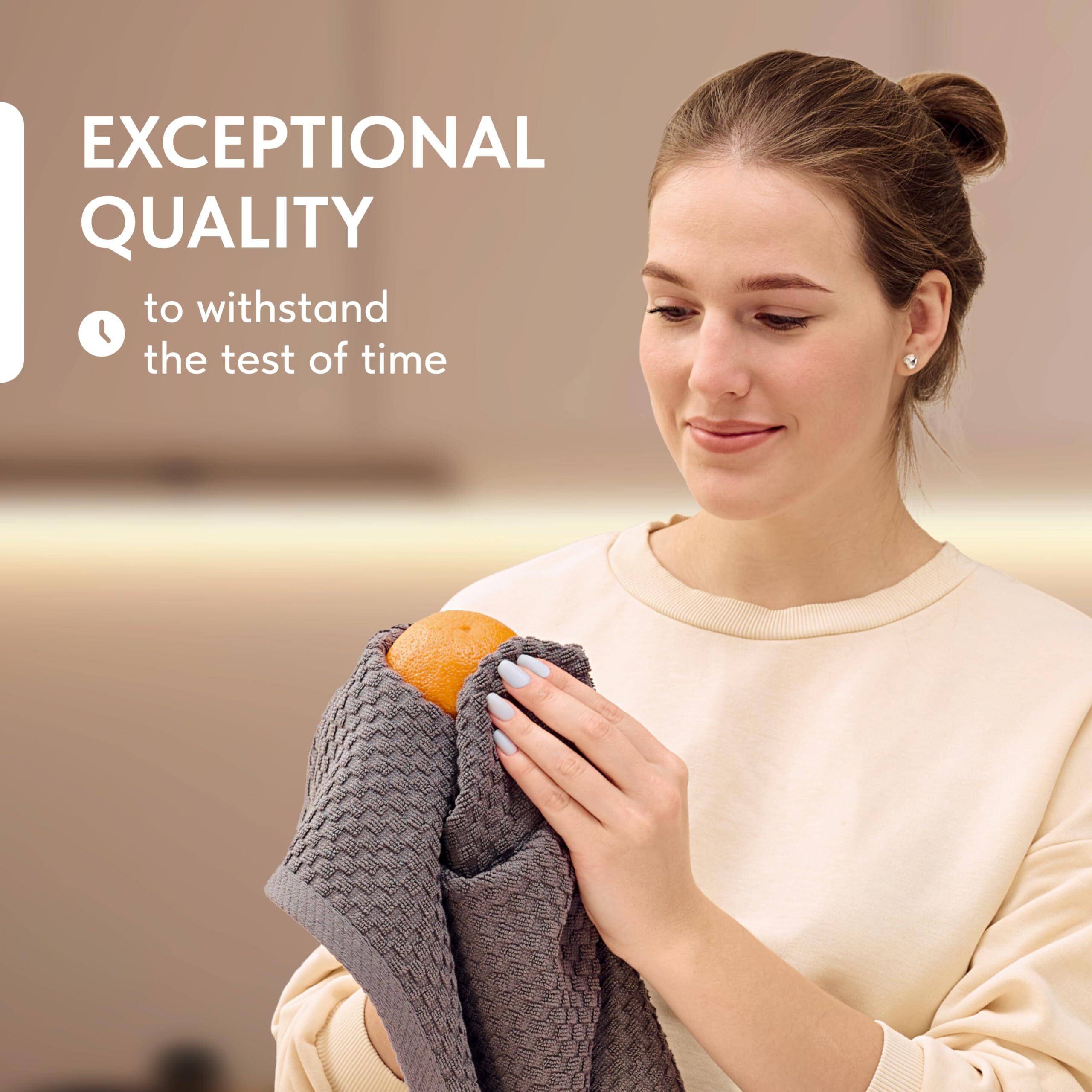 Super Absorbent Kitchen Towels 12 Pack - Premium 100% Cotton Kitchen Towels, 450Gsm Thick Machine Washable Gray Dish Towels For Kitchen Drying, Cleaning, Dobby Weave, Unmatched Quality